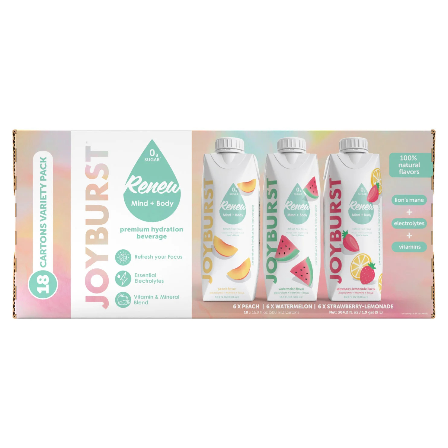 Joyburst Hydration Drink, Variety Pack, 16.9 oz, 18-count