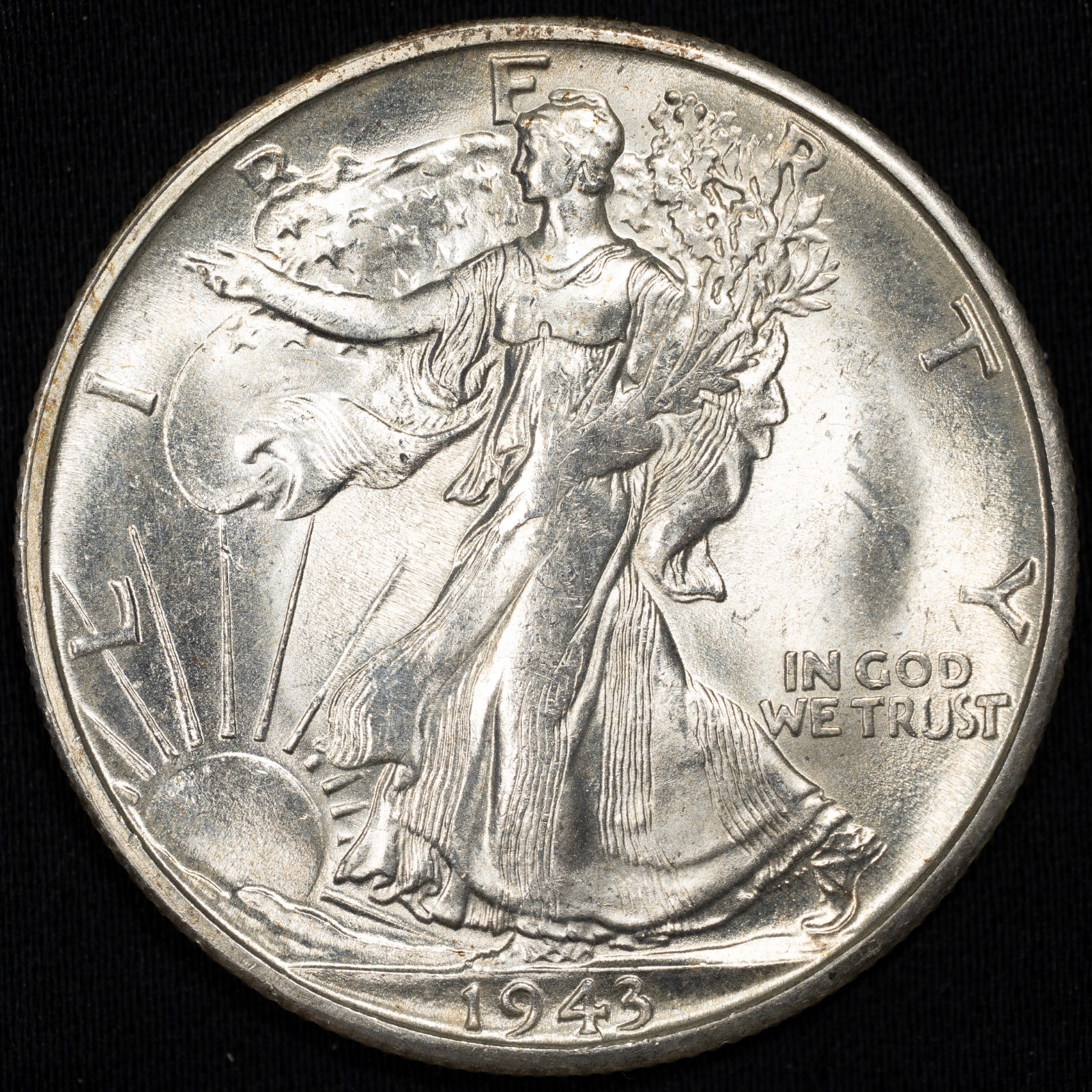 1943-S Walking Liberty Silver Half Dollar Choice Uncirculated BU+