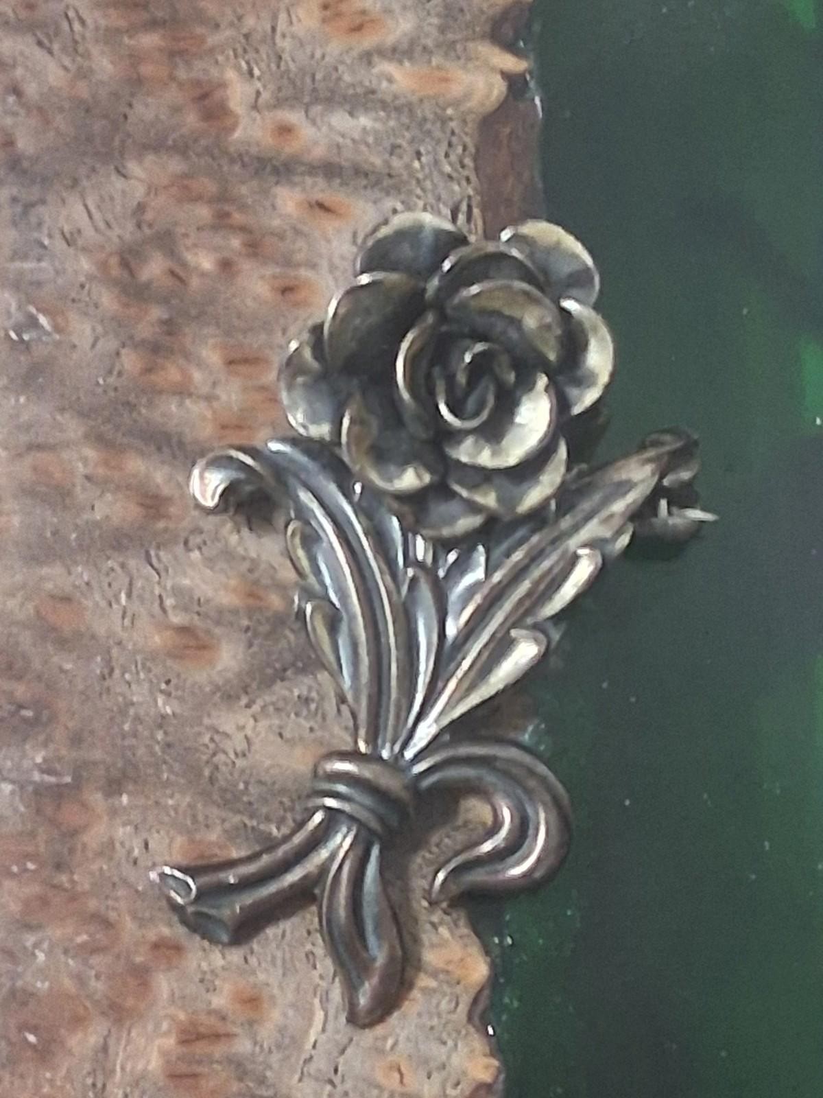Vintage Jewel Art Sterling Silver Flower Brooch Pin Signed