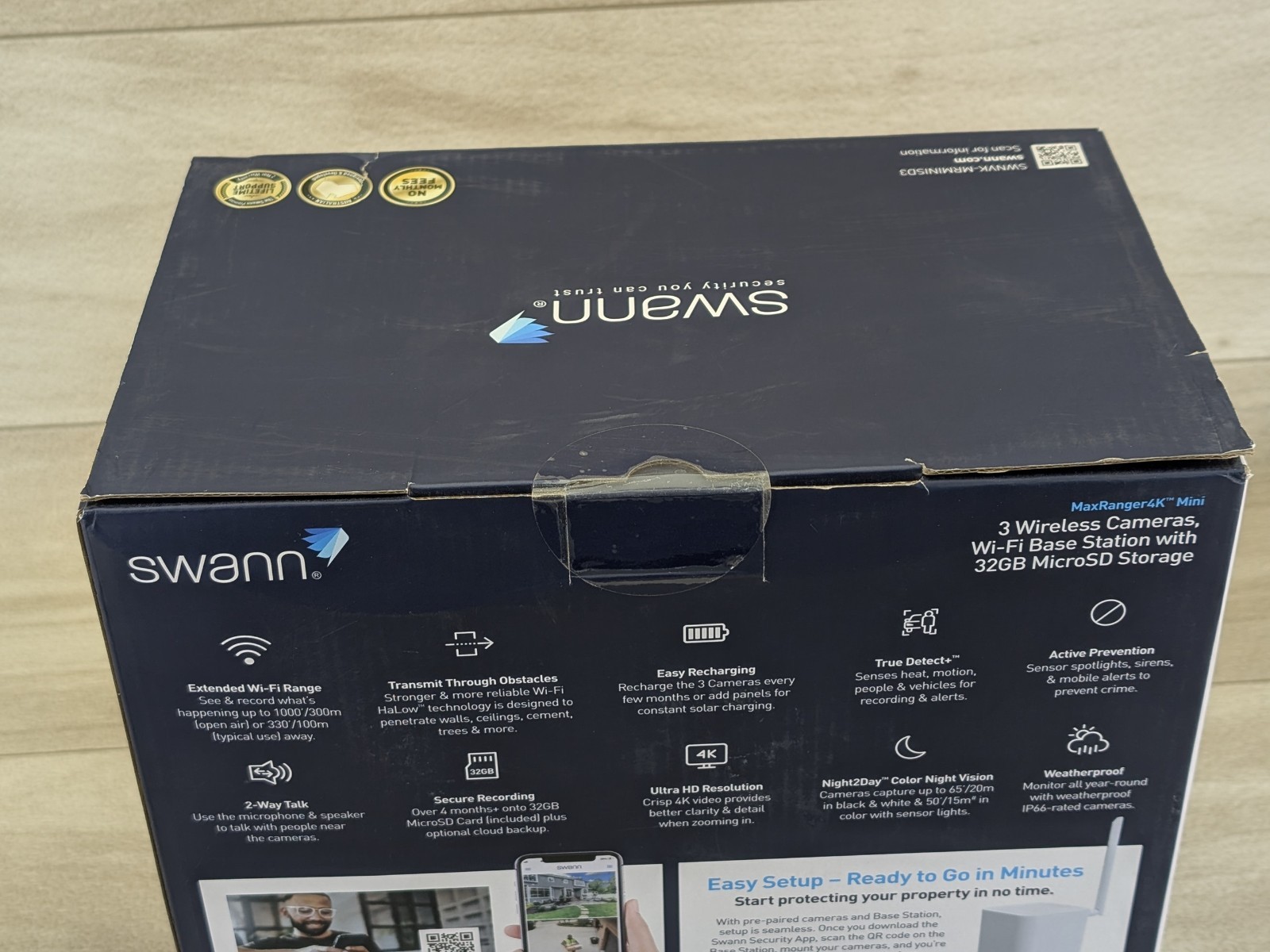Swann MaxRanger4K 3-Camera Long-Range Wireless Security System Max Ranger 4K New