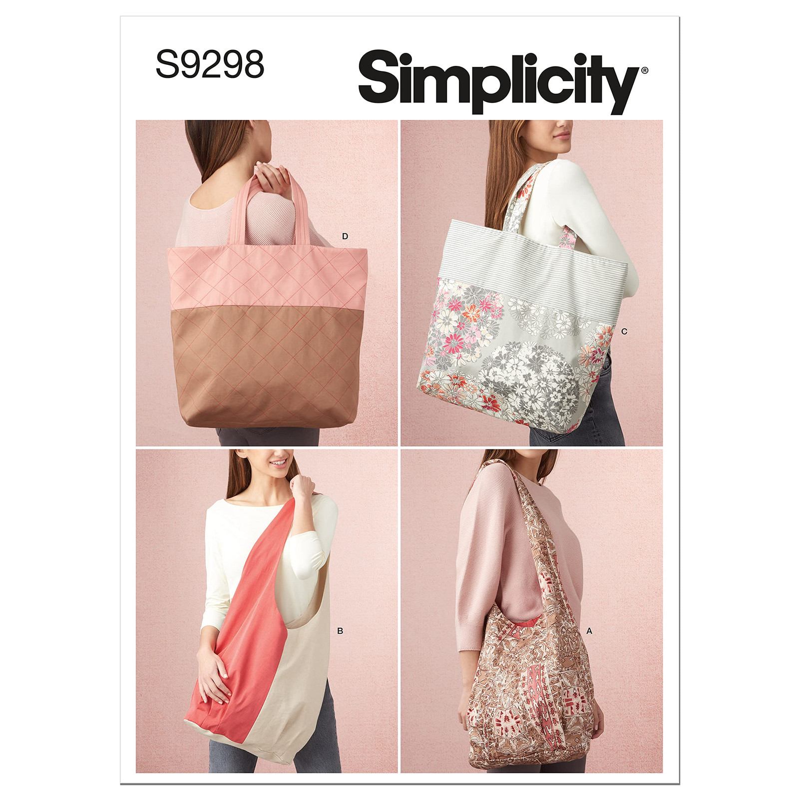 Simplicity One Size Sewing Pattern for Eco Friendly Tote Bags Crafting 4 Styles
