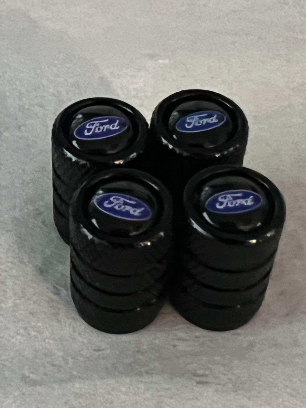 4x Black Ford Tire Valve Stem Caps For Truck Car Universal Fitting Free Shipping