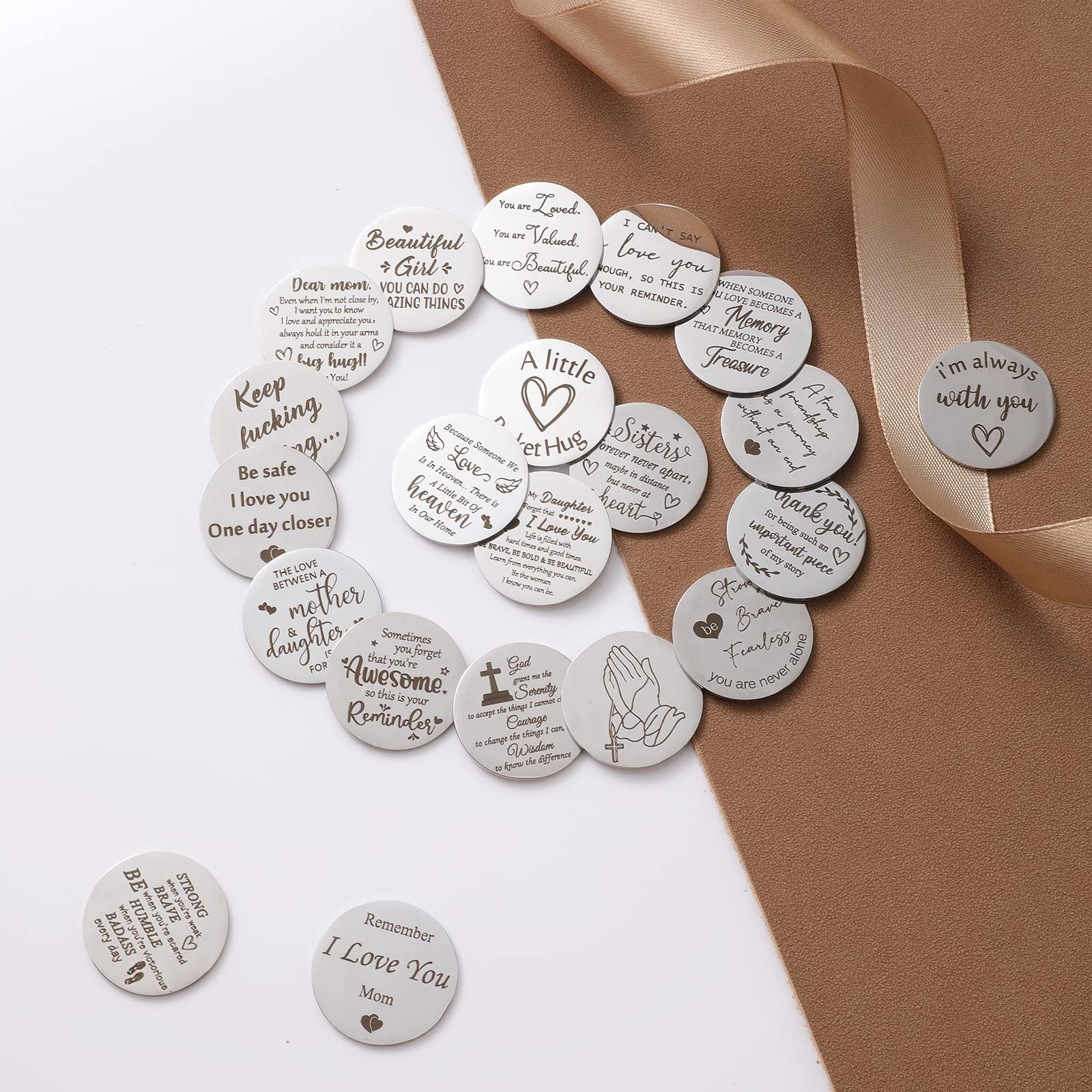 Pocket Hug Token Long Distance Relationship Keepsake, Double Sided Message En...