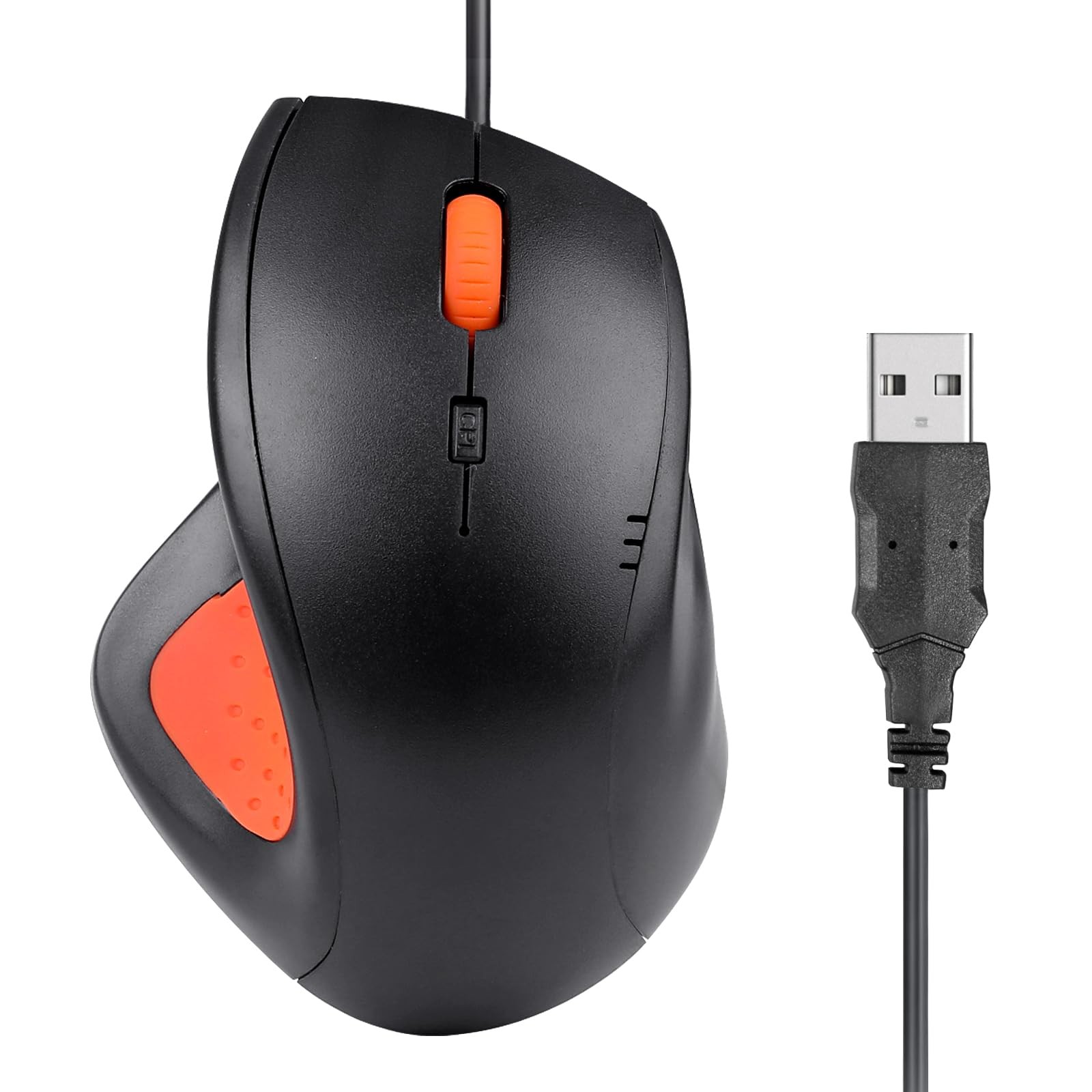 Wired Office Mouse, Ergonomic Design, Anti-Slip Silicone Grip, 600/1000/1600 ...