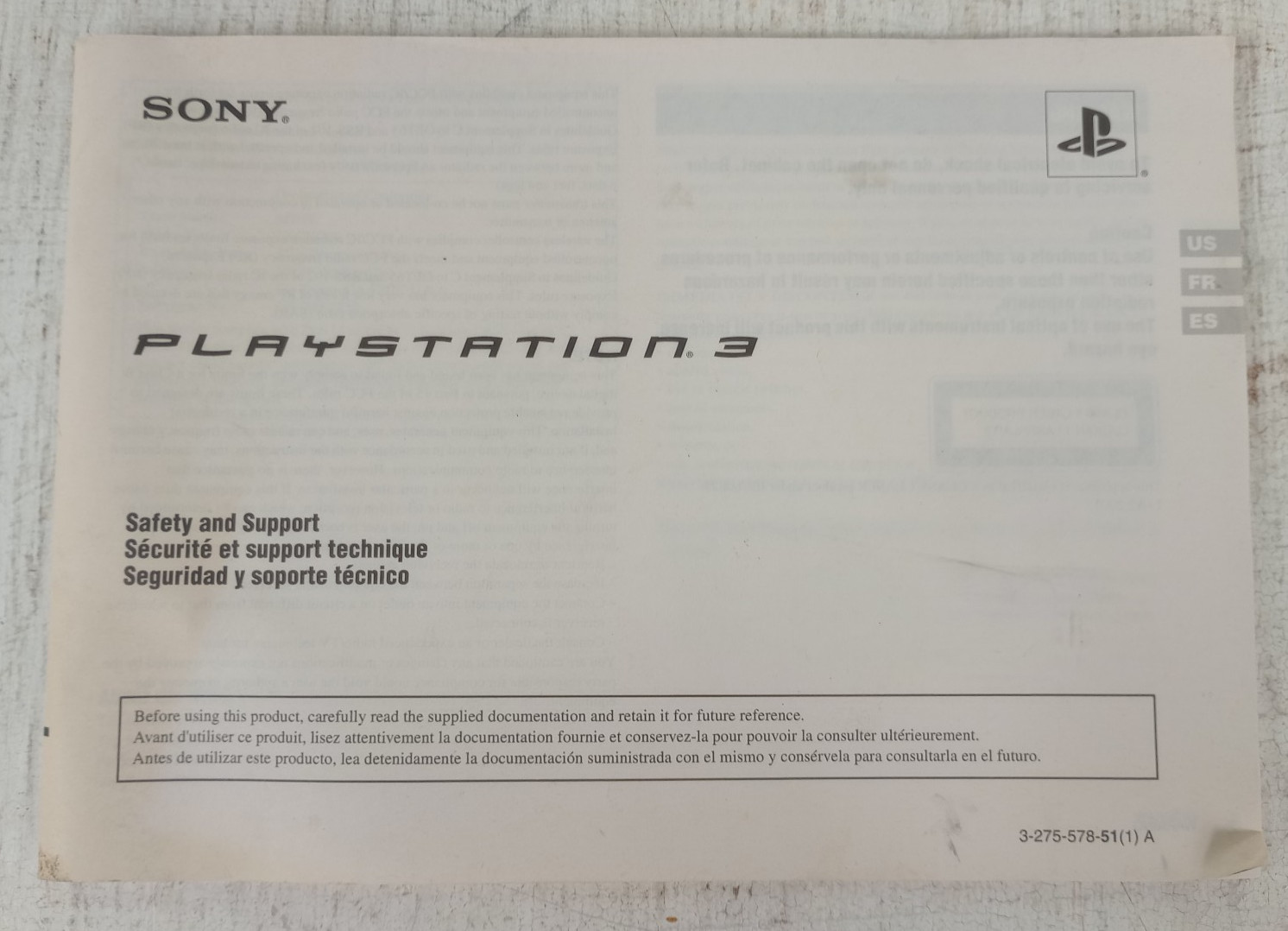 Sony PlayStation 3 safety and Support Instruction Booklet 2007