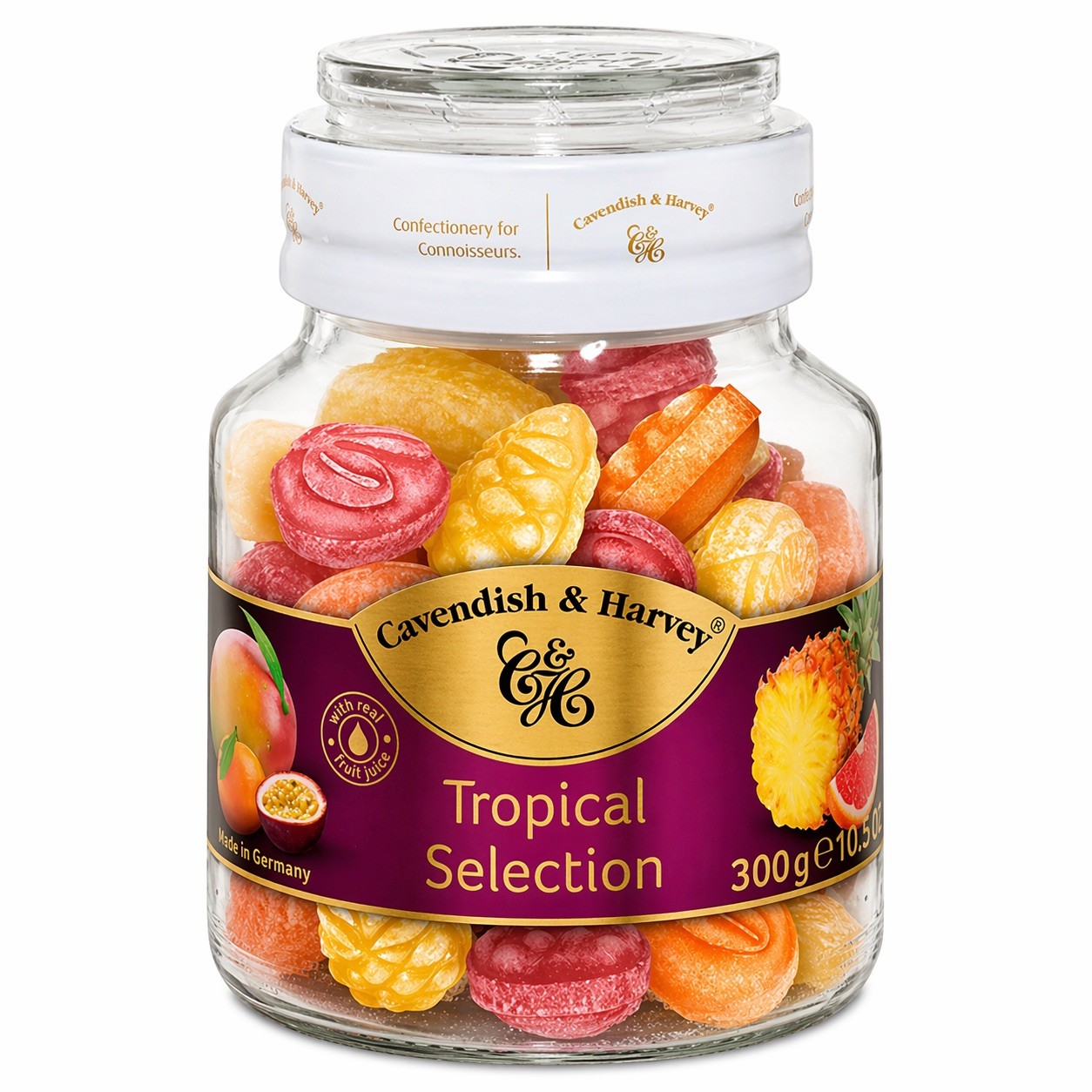 Cavendish & Harvey Tropical Fruit Selection 300g Jar Premium German Candy Drops