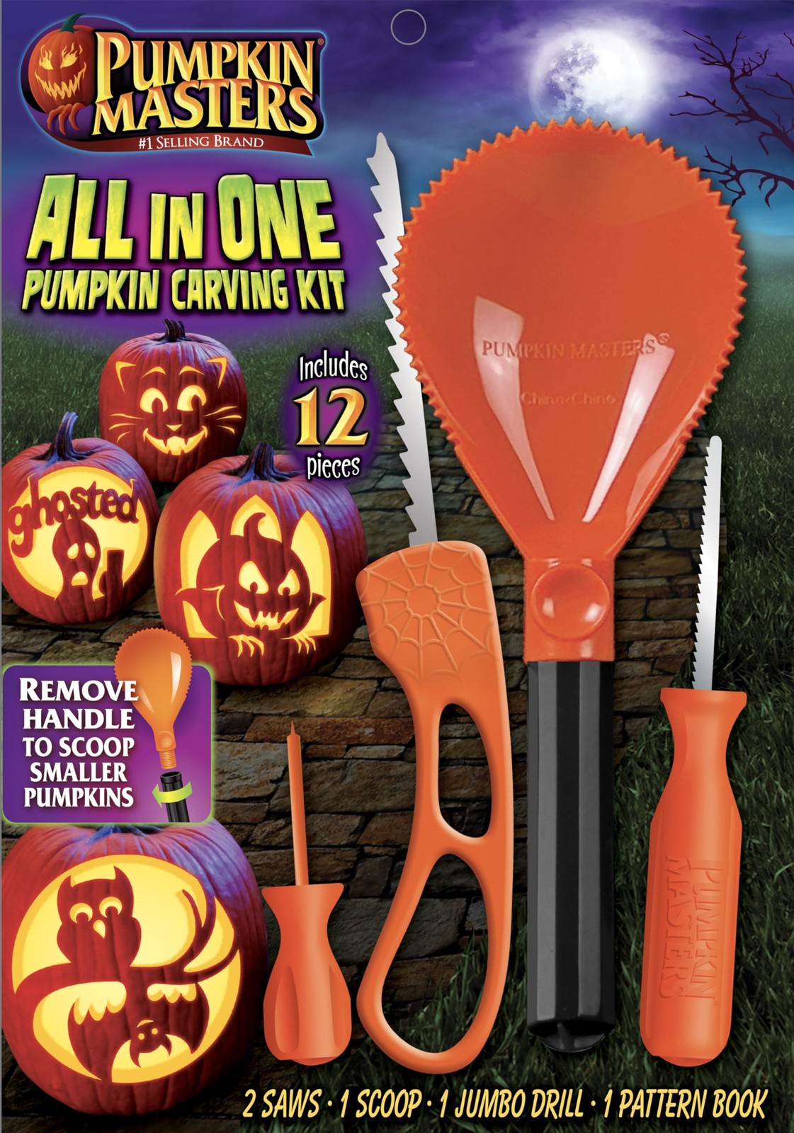 Pumpkin Masters Premium All in One Carving Kit – Comprehensive 39.4", Silver