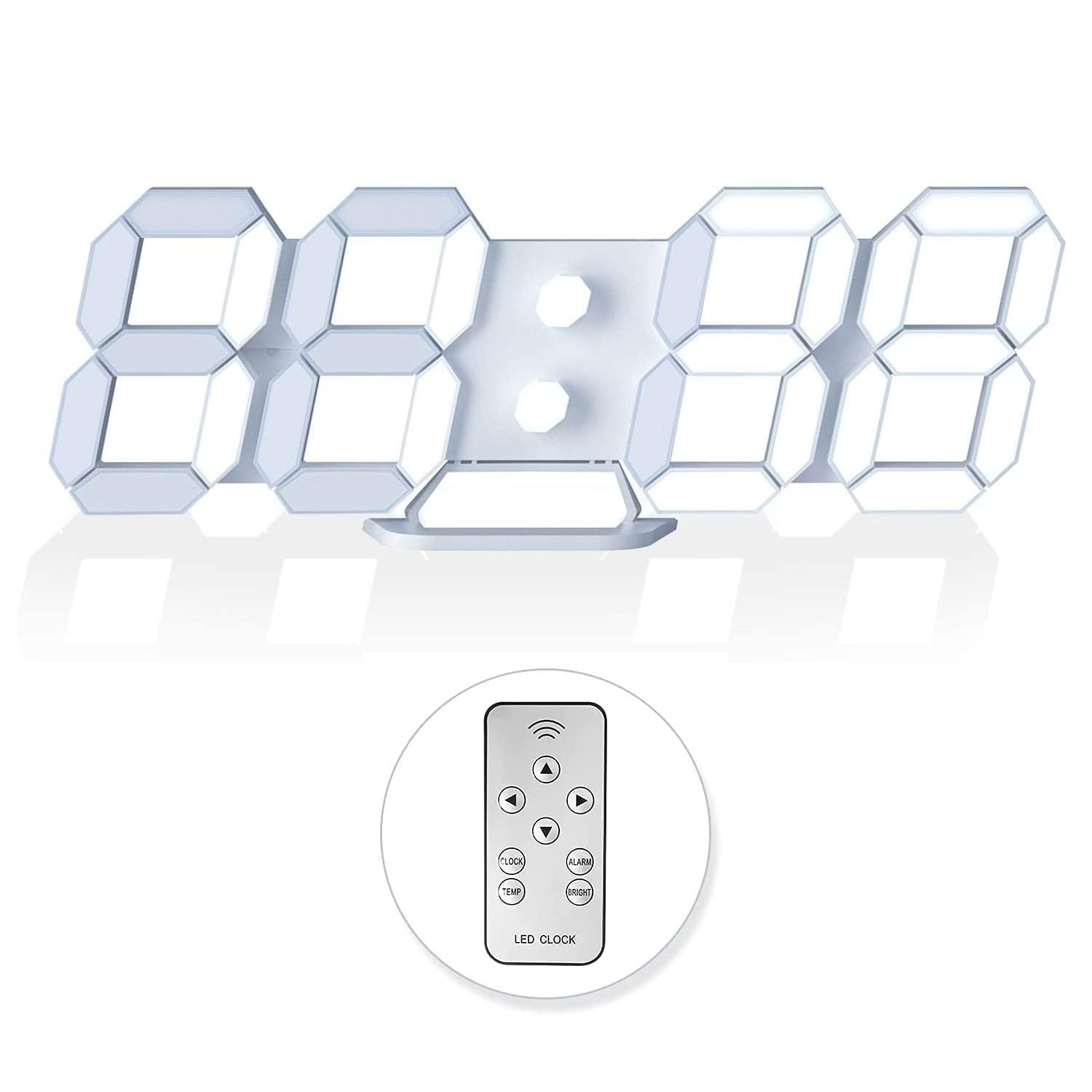 EDUP HOME 3D LED Digital Wall Clock/Desk Alarm Clock with Remote Control for ...