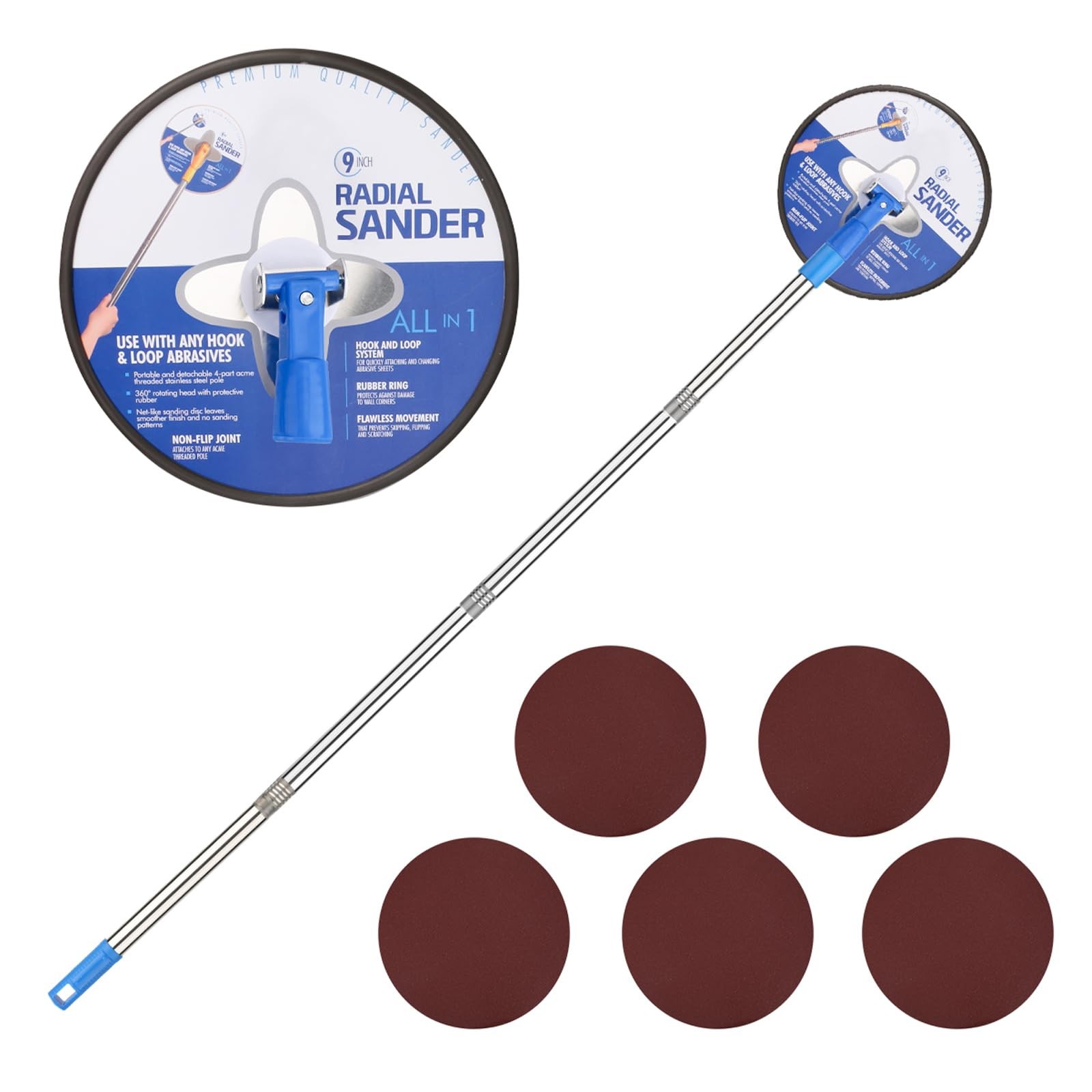 Pole Sander for Drywall,Manual Hand Radial Wall Sander with Extension Pole