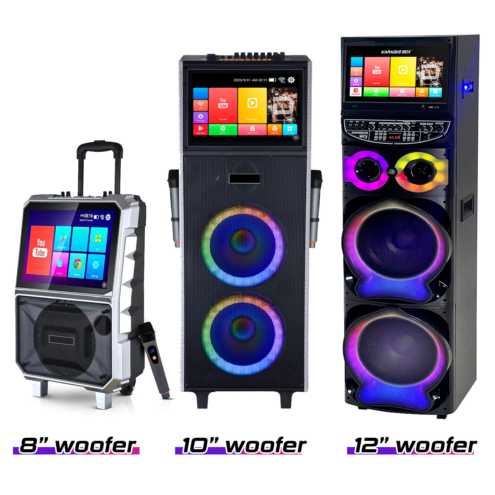 Professional Karaoke Machine BT Speaker w/ Lyrics Display Screen & Wireless Mic