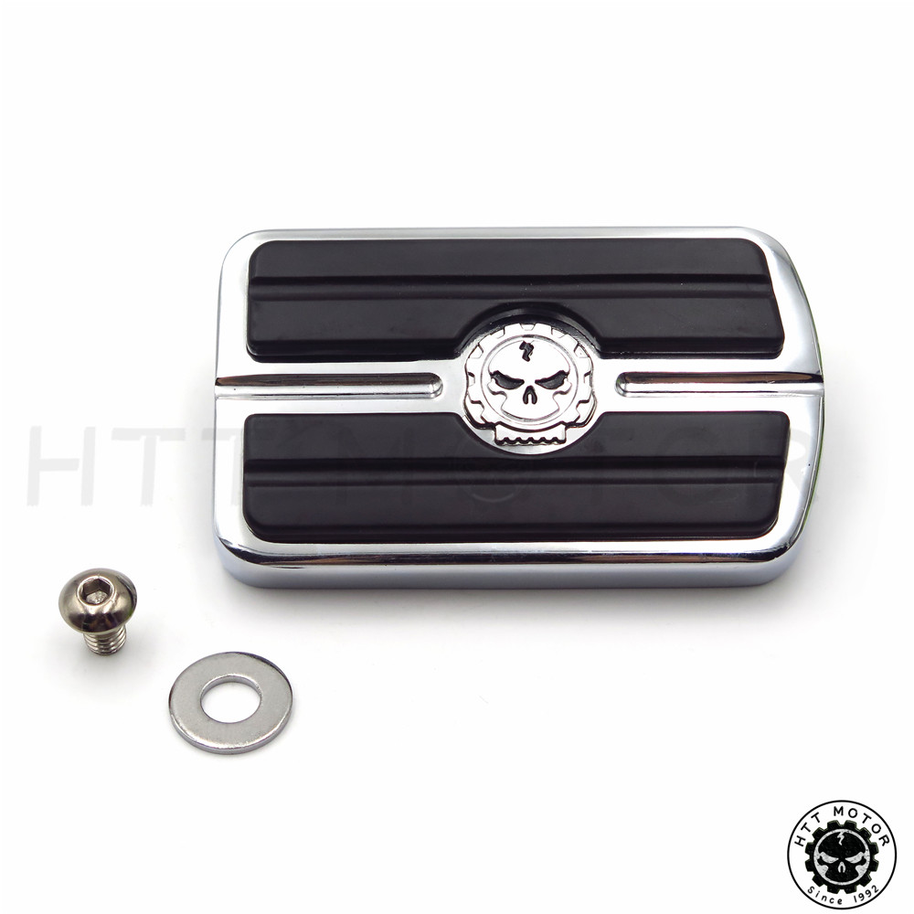 Chrome Skull Rubber Rail Brake Pedal for Harley Dyna Softail Brake Pedal Pad