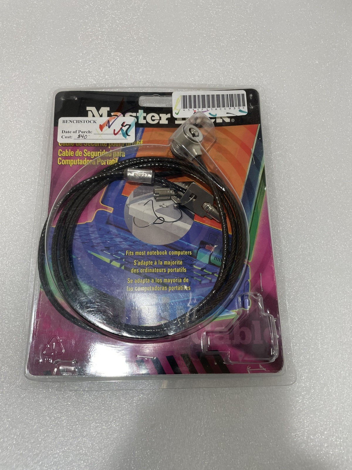 Master Lock 65032 Laptop Universal Cable With 2 Keys New!