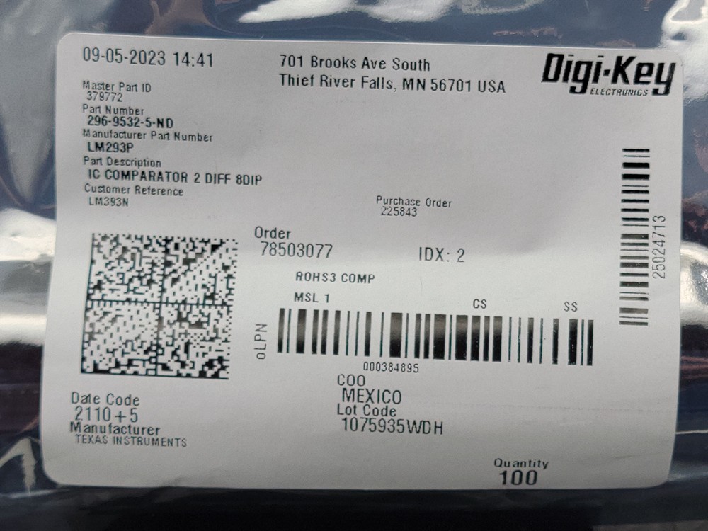 New (100pcs) LM293P TEXAS INSTRUMENTS IC Linear