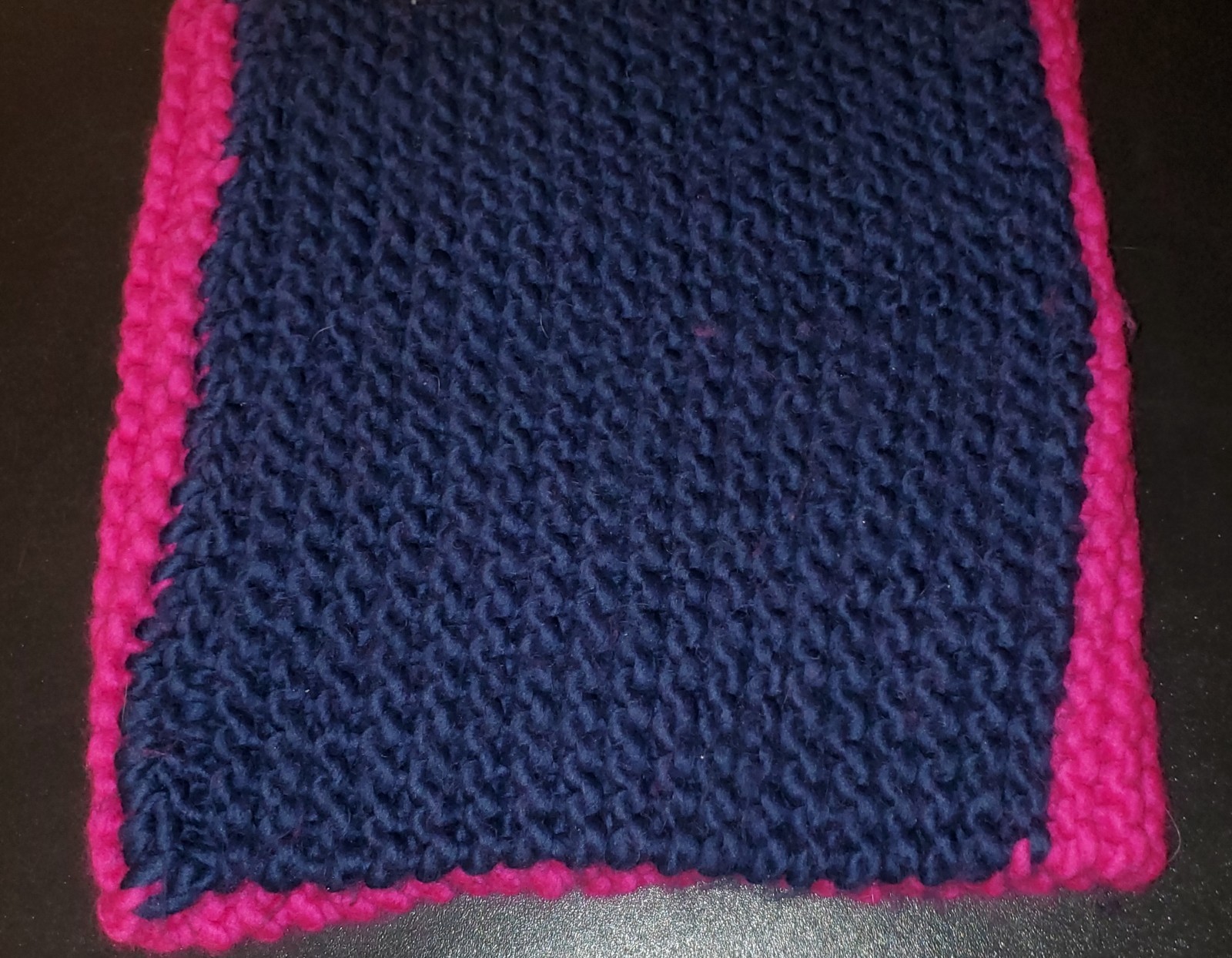 Handmade Scarf Thick Soft Warm Knit Multicolor Navy and Pink Cozy Infinity Scarf
