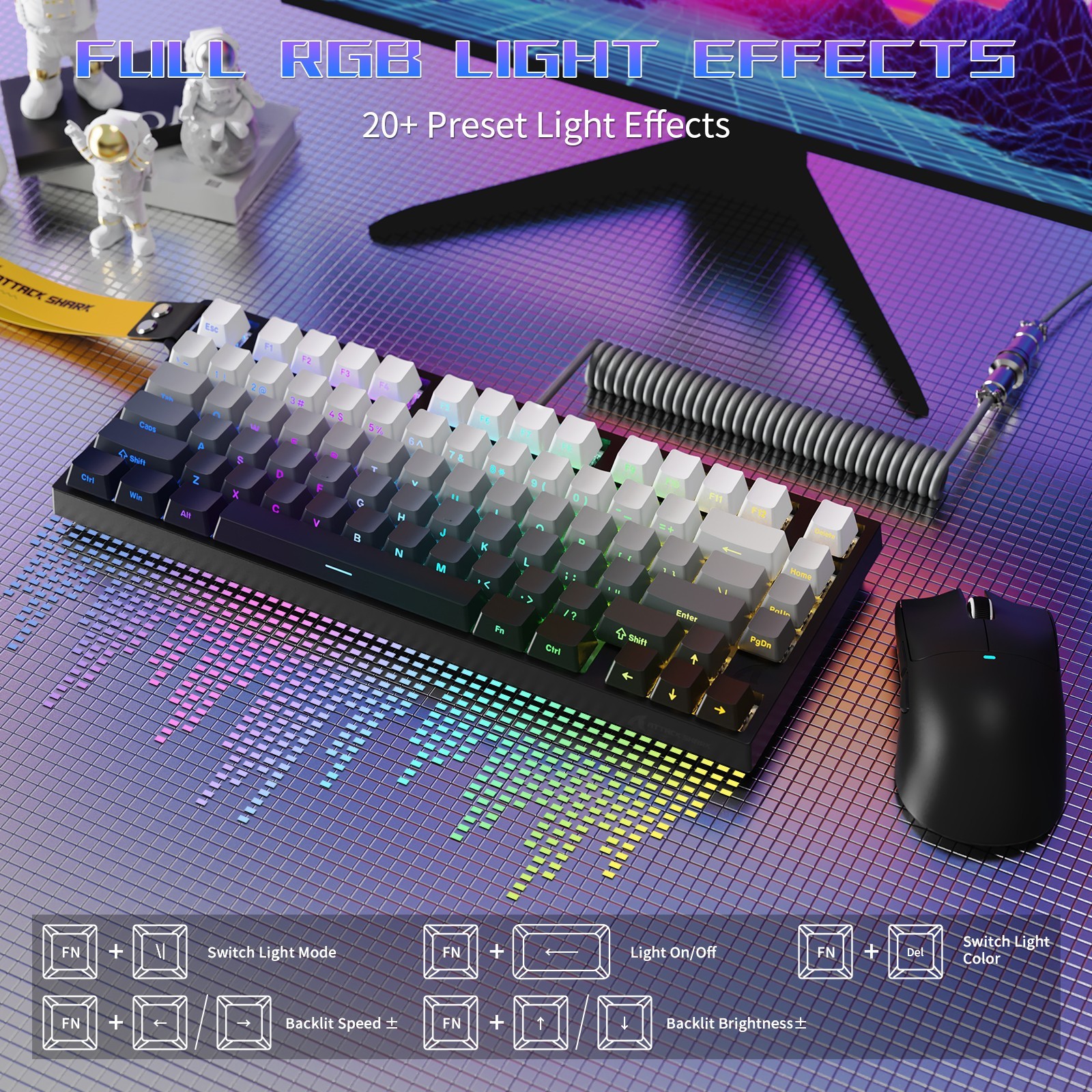 ATTACK SHARK R82 HE Rapid Trigger Keyboard Magnetic Switch with 0.005MM RT