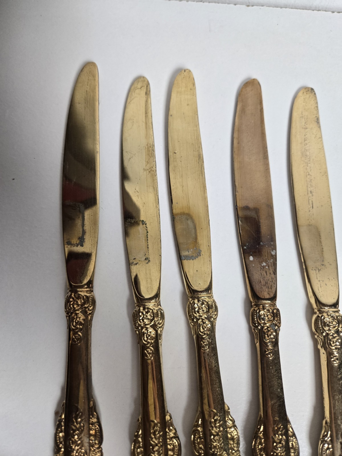 Set Of 6 Godinger Baroque Knives Gold Antique Vintage