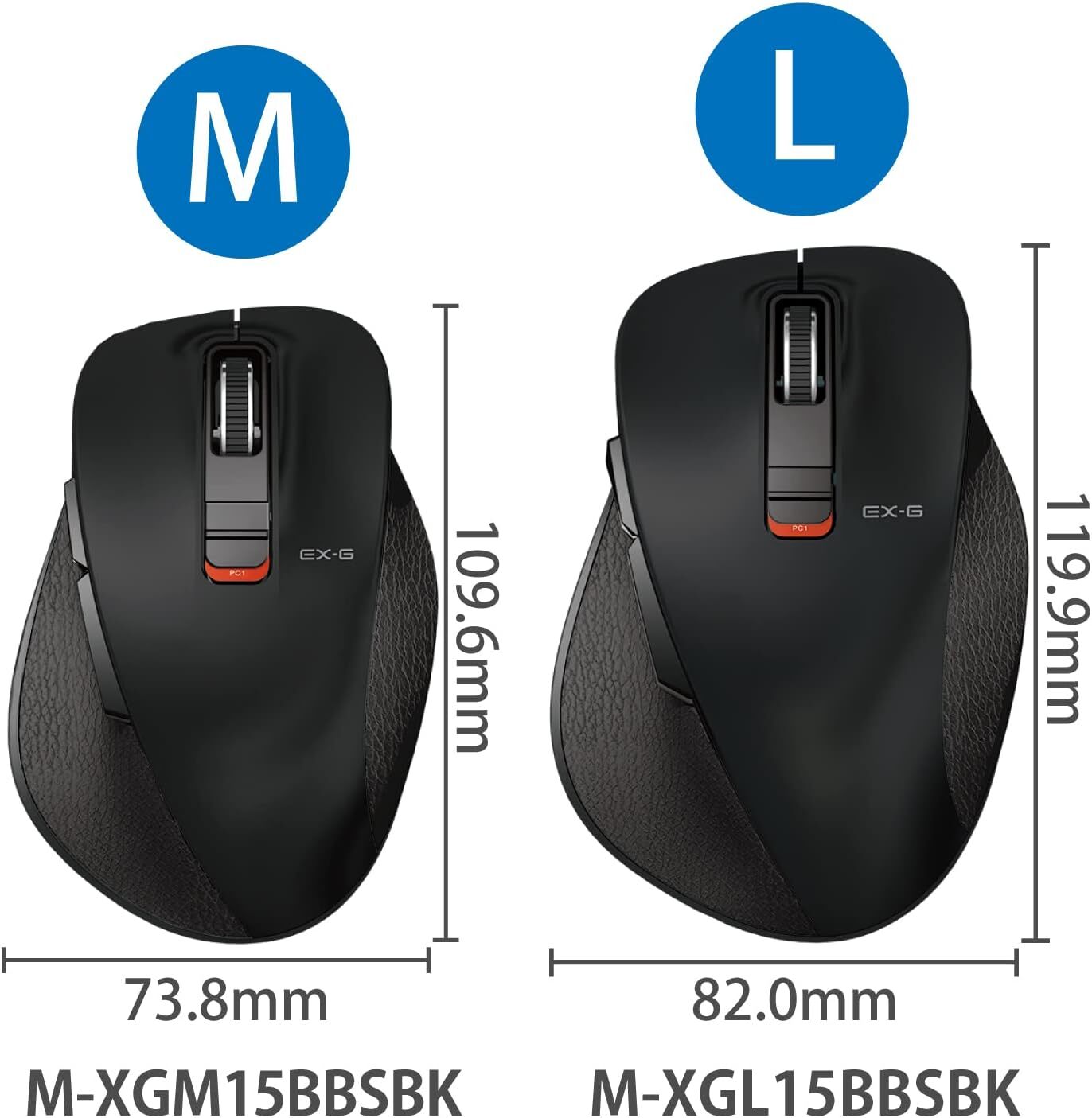 ELECOM Wireless Mouse Bluetooth Silent EX-G Grip Master Multi-Pairing L Siz
