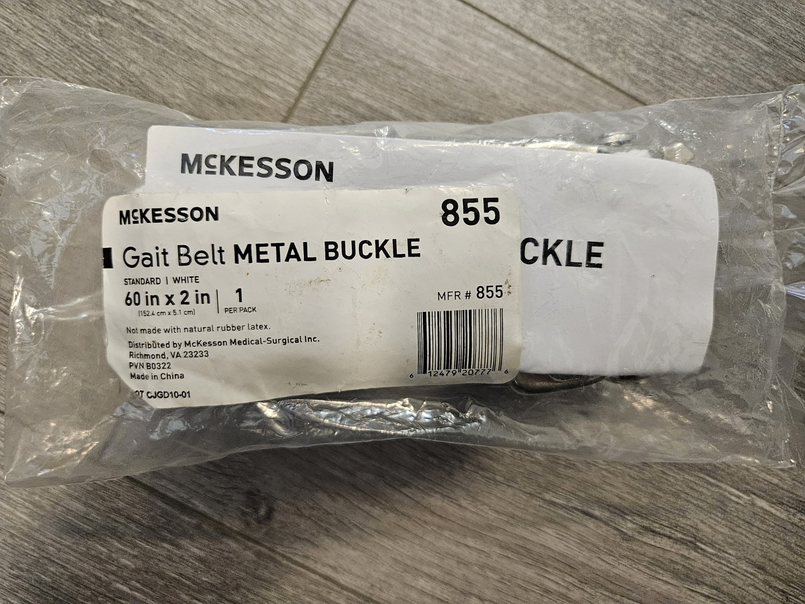 MCKESSON Gait Belt Metal Buckle Standard White 60 in x 2 in #855