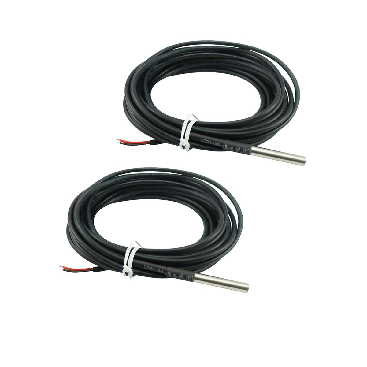 2 PCS DS18B20 Waterproof Stainless Temperature Sensor Probe 6x50mm 5M/16.3Ft
