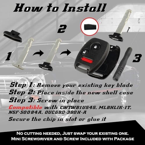 USA Remote CUTTING NOT REQUIRED - Key Fob Keyless Entry Remote Shell 1-Pack