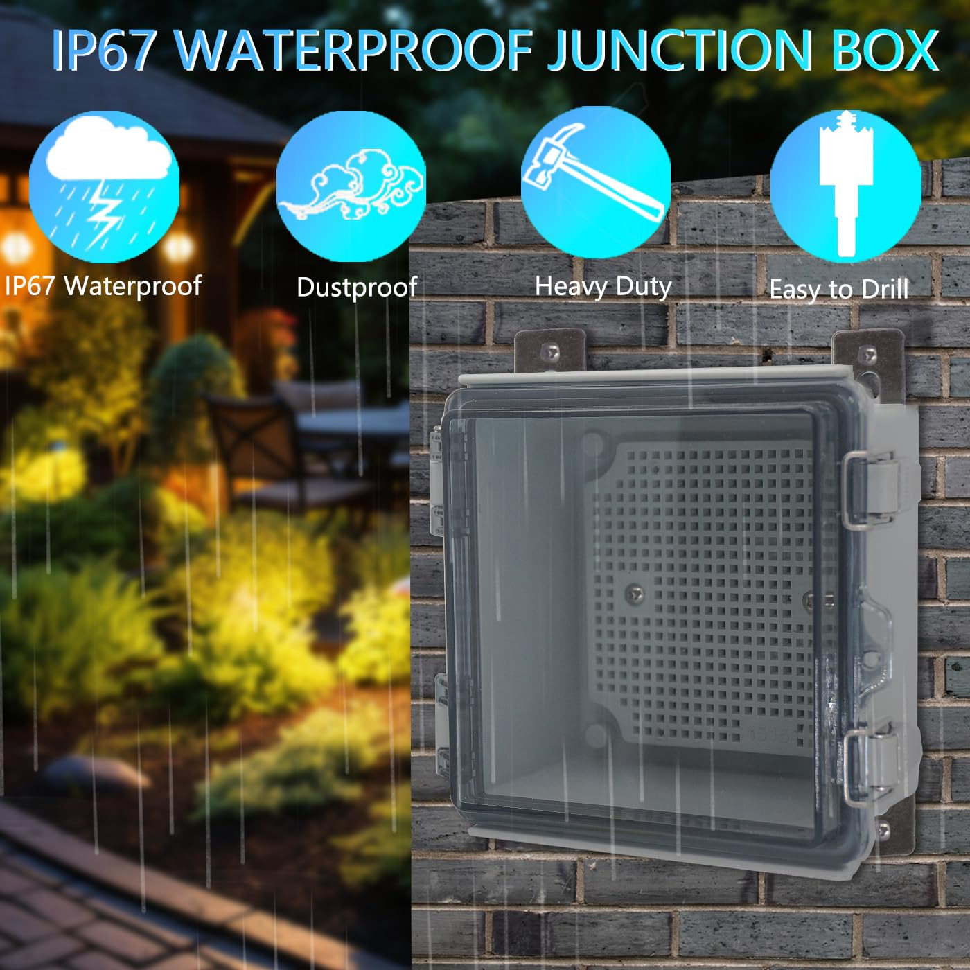 IP67 Waterproof Junction Box, ABS Plastic Electrical Enclosure with Stainless St