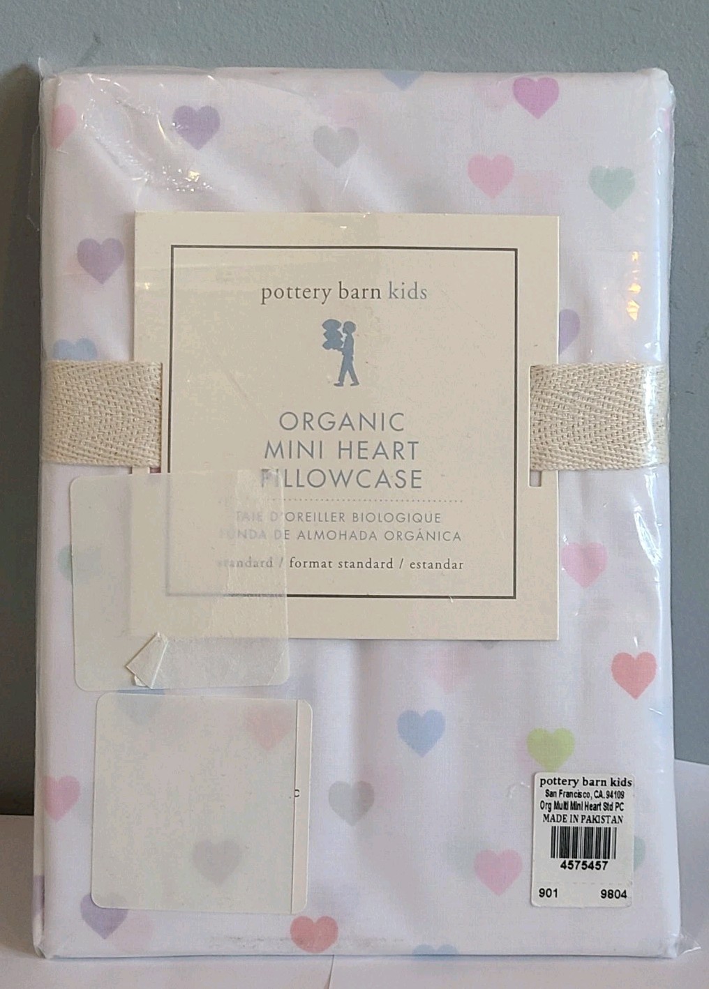 1 Pottery Barn Kids Organic Mini Heart Pillowcase Standard 20x30 Multi Color