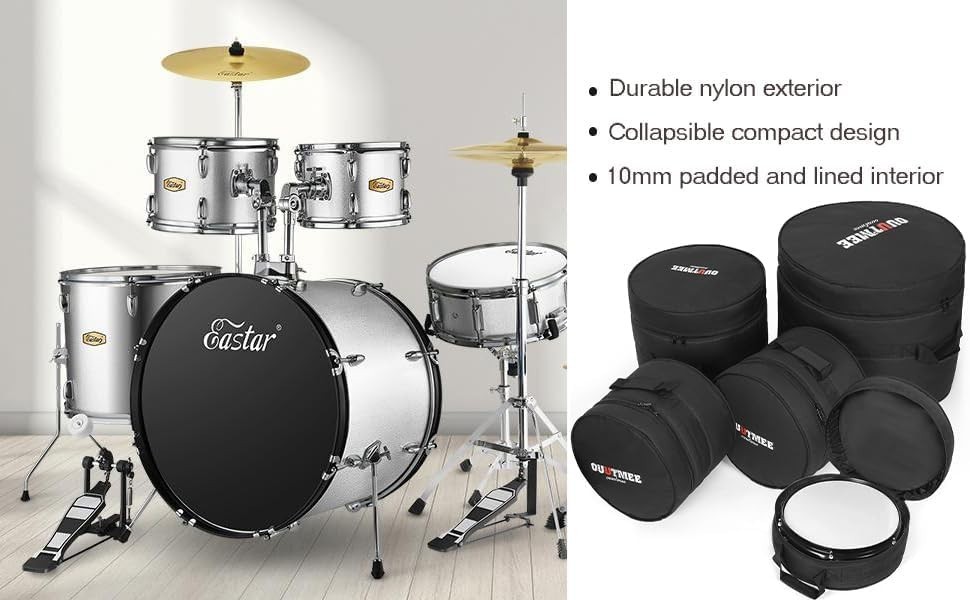 Water-Resistant Floor Tom Drum Case with Shoulder Strap - Ideal for Musicians