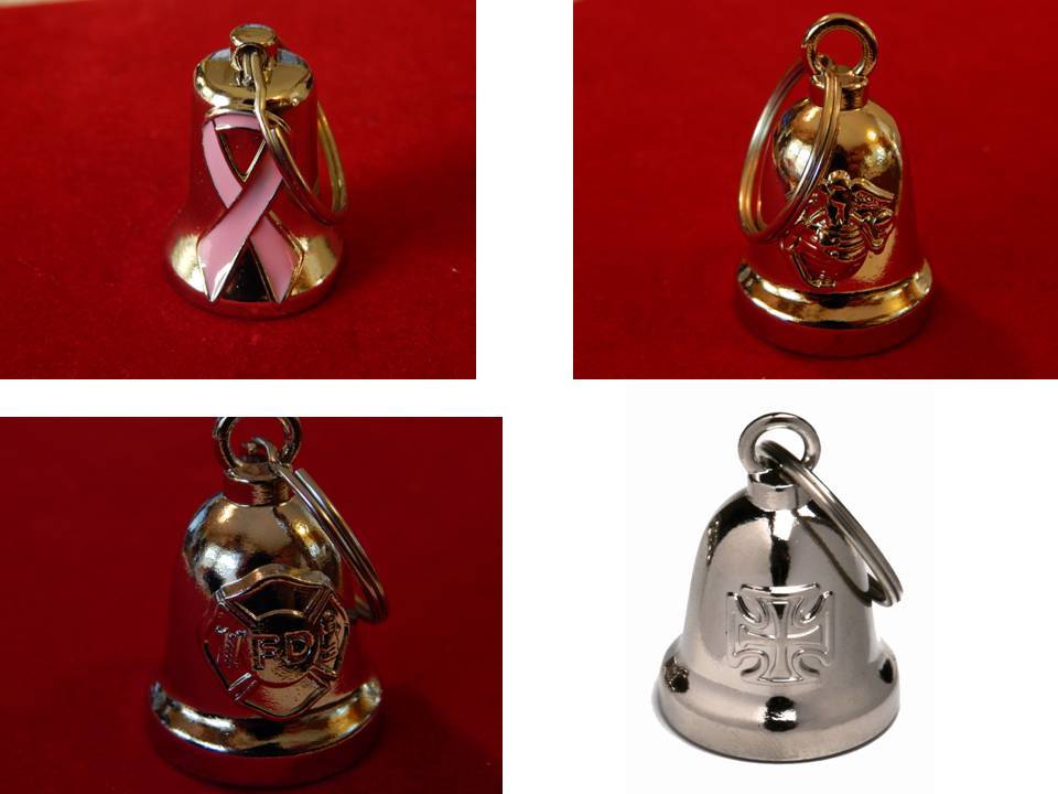 Metal Motorcycle Protection Good Luck Riding Bells- "4"Styles