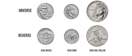 1776-2026 PD Semi-Quincentennial Half Dollar, Dime & Nickel 6 Coins - 4th SALE