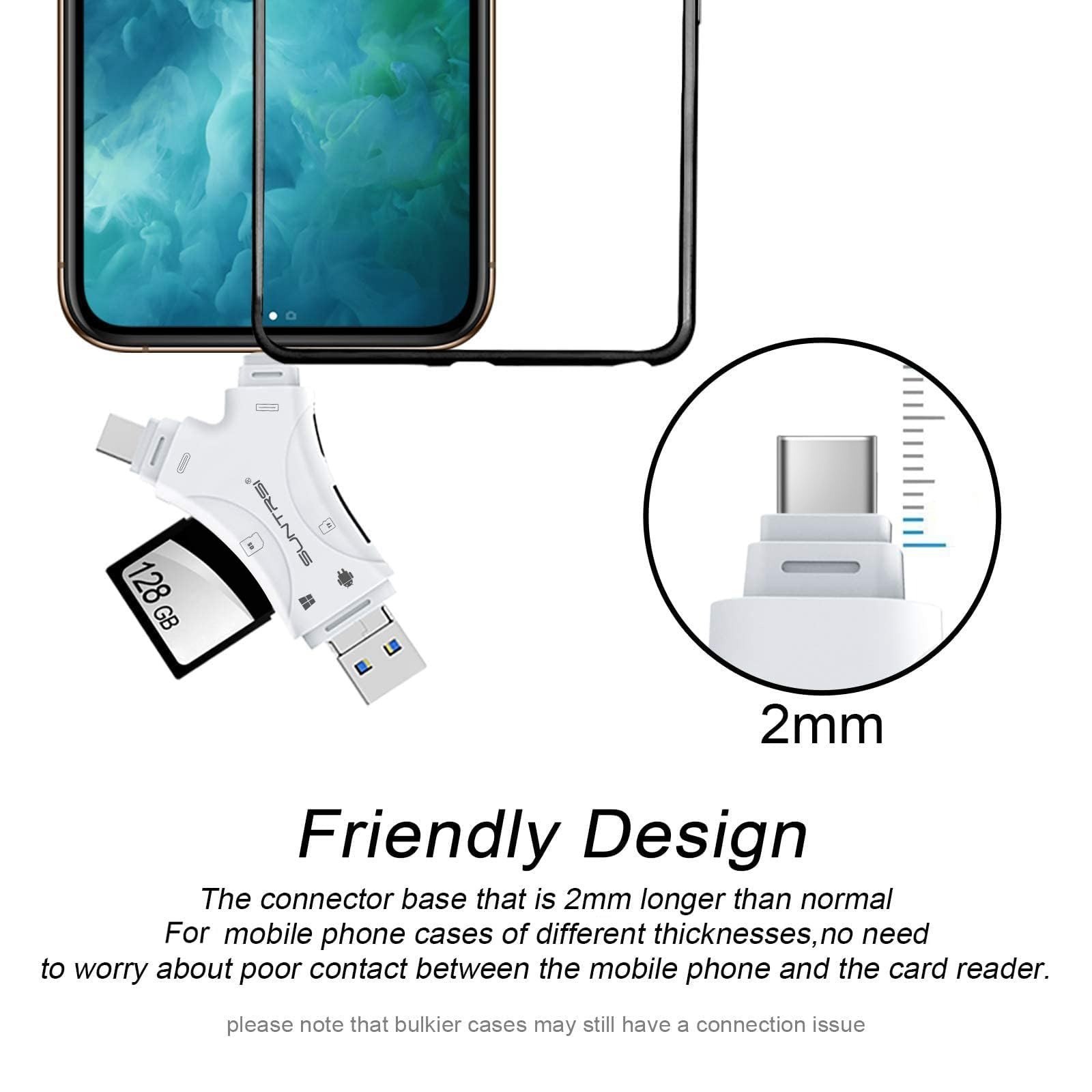 4 in 1 SD Card Reader for iPhone/iPad/Android/Mac - USB Type C Adapter