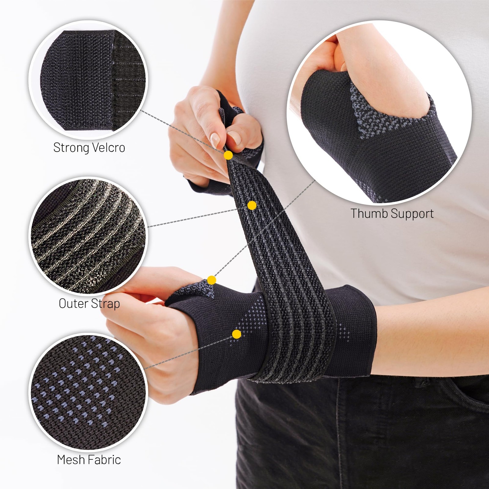 invera Adjustable Wrist Support Brace, Compression Sleeve, Unisex Large