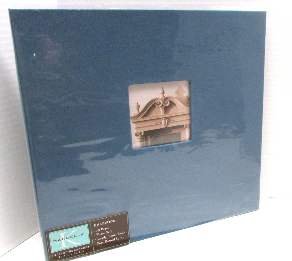 NEW Marcella by K&Company 12"x12" Postbound Scrapbook Album BLUE FABRIC CLOTH