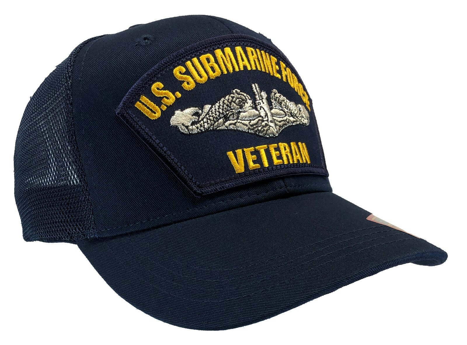 'VETERAN' U.S. Submarine Force Hat Blue Trucker Mesh Back Version