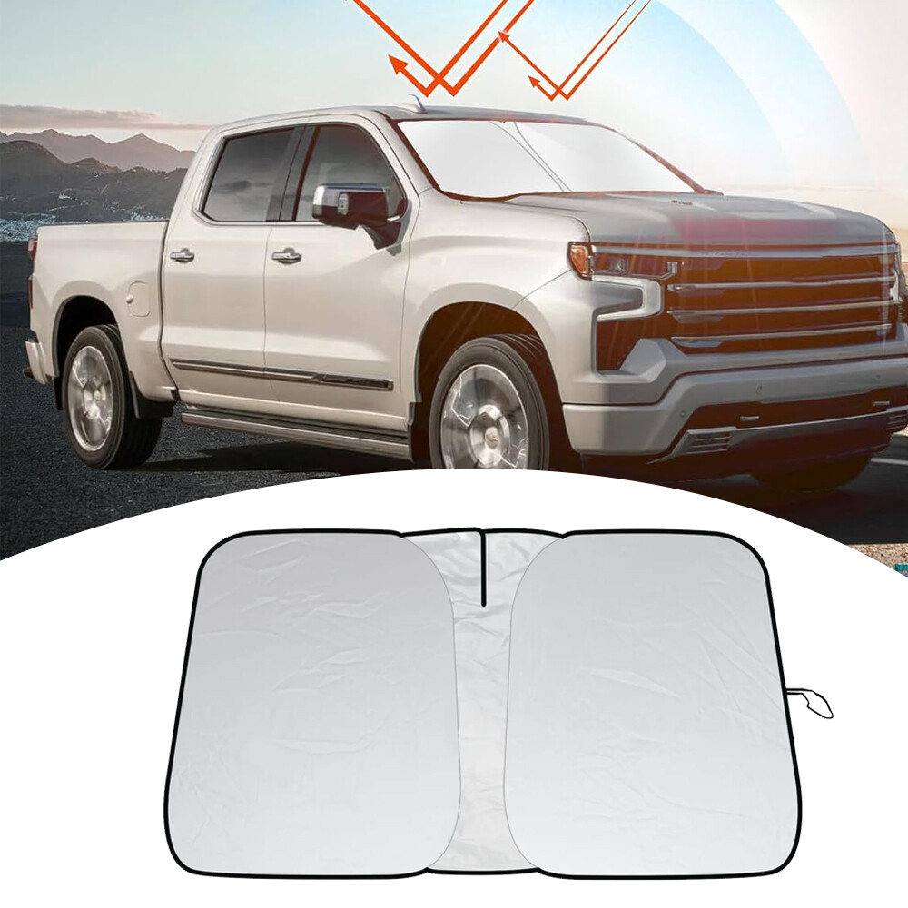 For Chevy Silverado 19-25 Car Foldable Windshield Sun Visor Shade Cover UV Block
