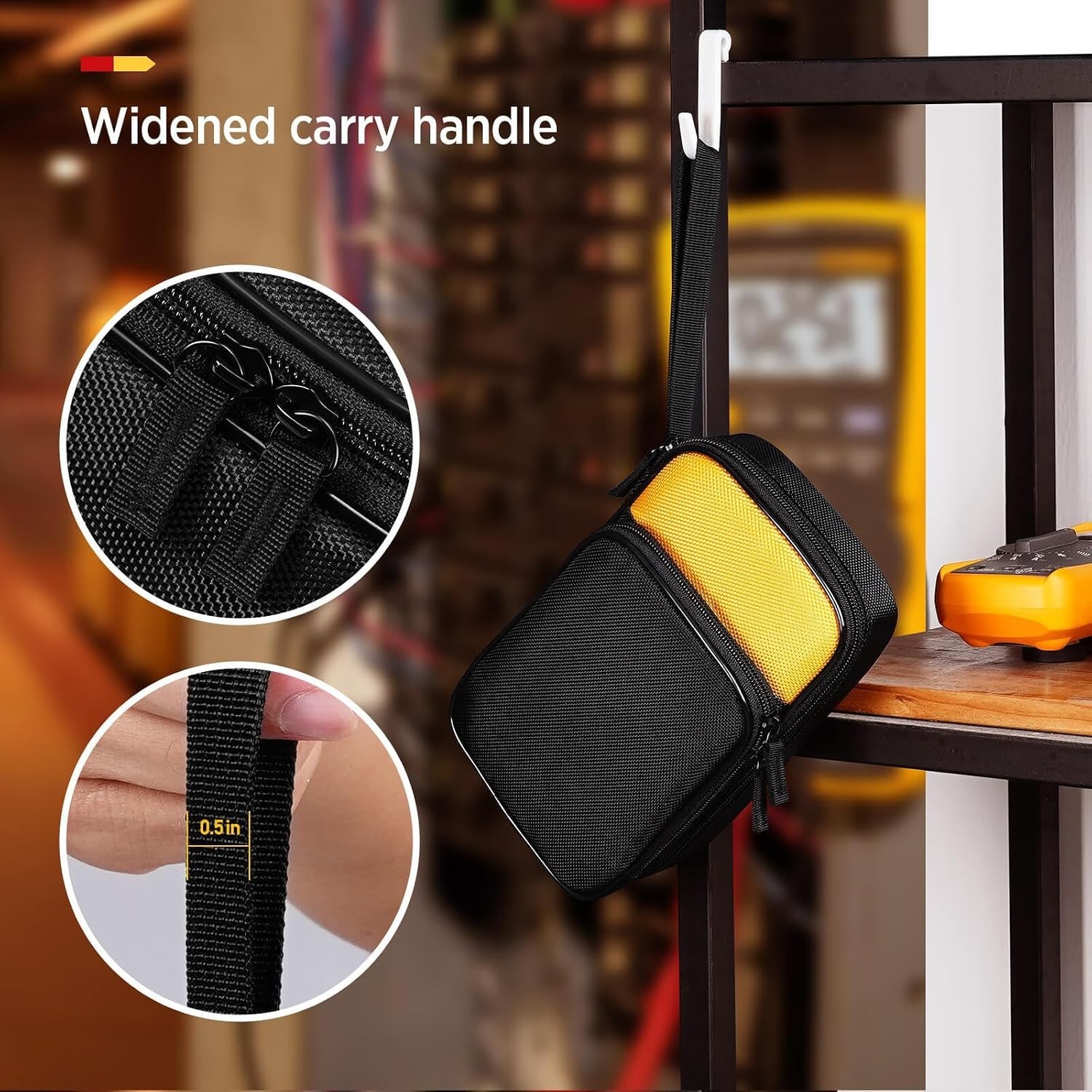 Stylish Zippered Carrying Case for Fluke Multimeters - Two Pocket Organization