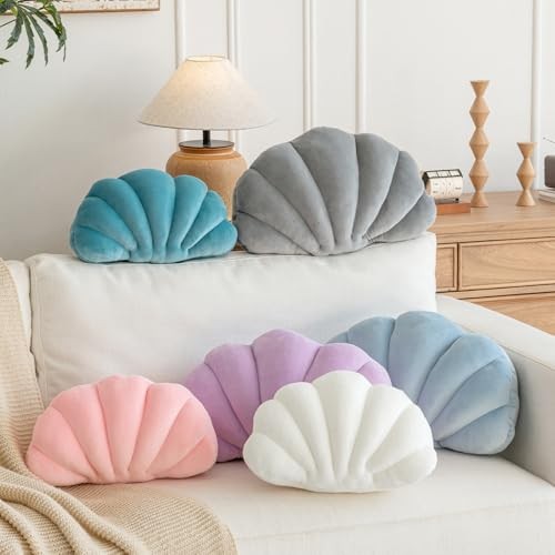 Shell Pillow, Shell Shaped Decorative Throw Pillows with Velet 18 Inches Pink