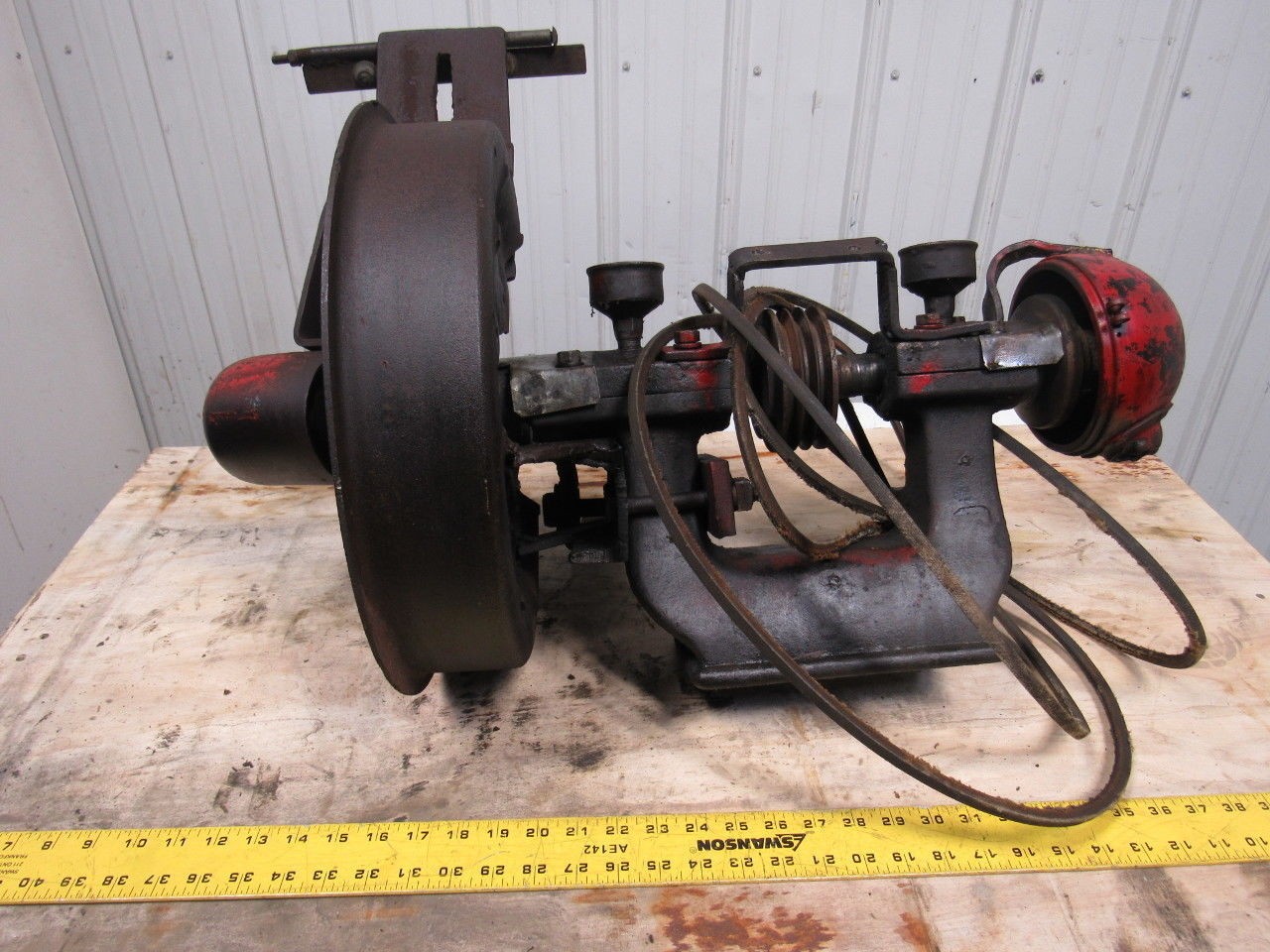 Vintage Steampunk Early Industrial Cast Iron Bench Grinder 10"