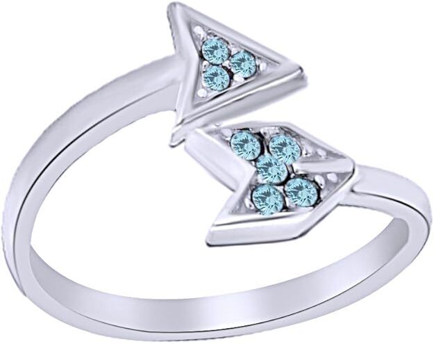 Arrow Bypass Toe Ring For Womens Round Simulated Aquamarine 925 Sterling Silver