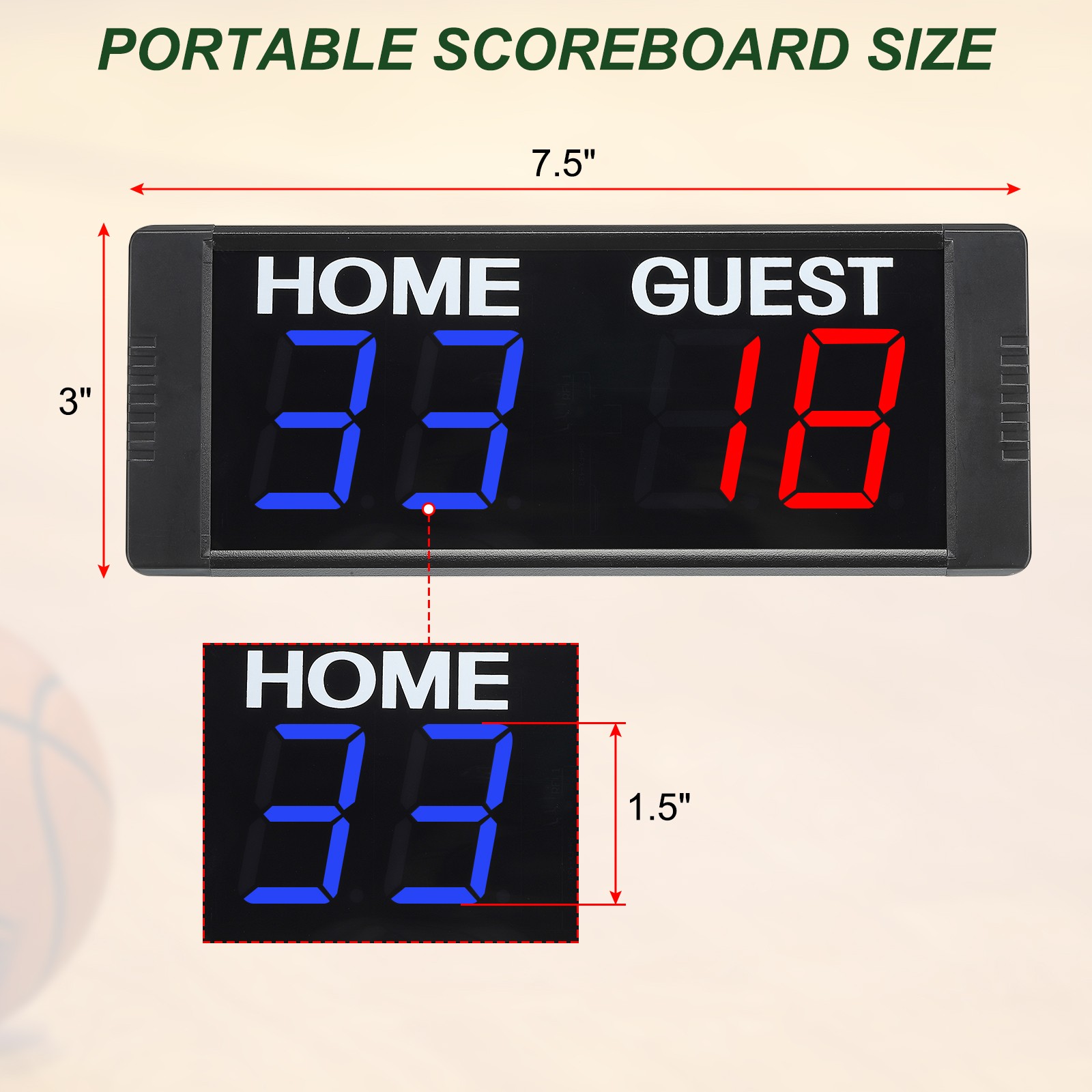 Scoreboard Score Keeper 1.5" Portable Tabletop Electronic with Remote Digital