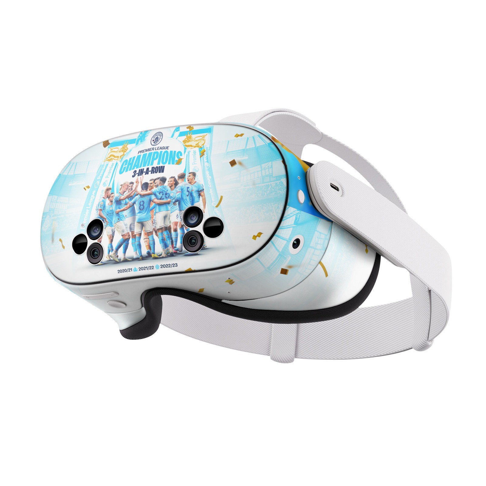 MANCHESTER CITY MAN CITY FC 2023 CHAMPIONS VINYL SKIN DECAL FOR META QUEST 3S