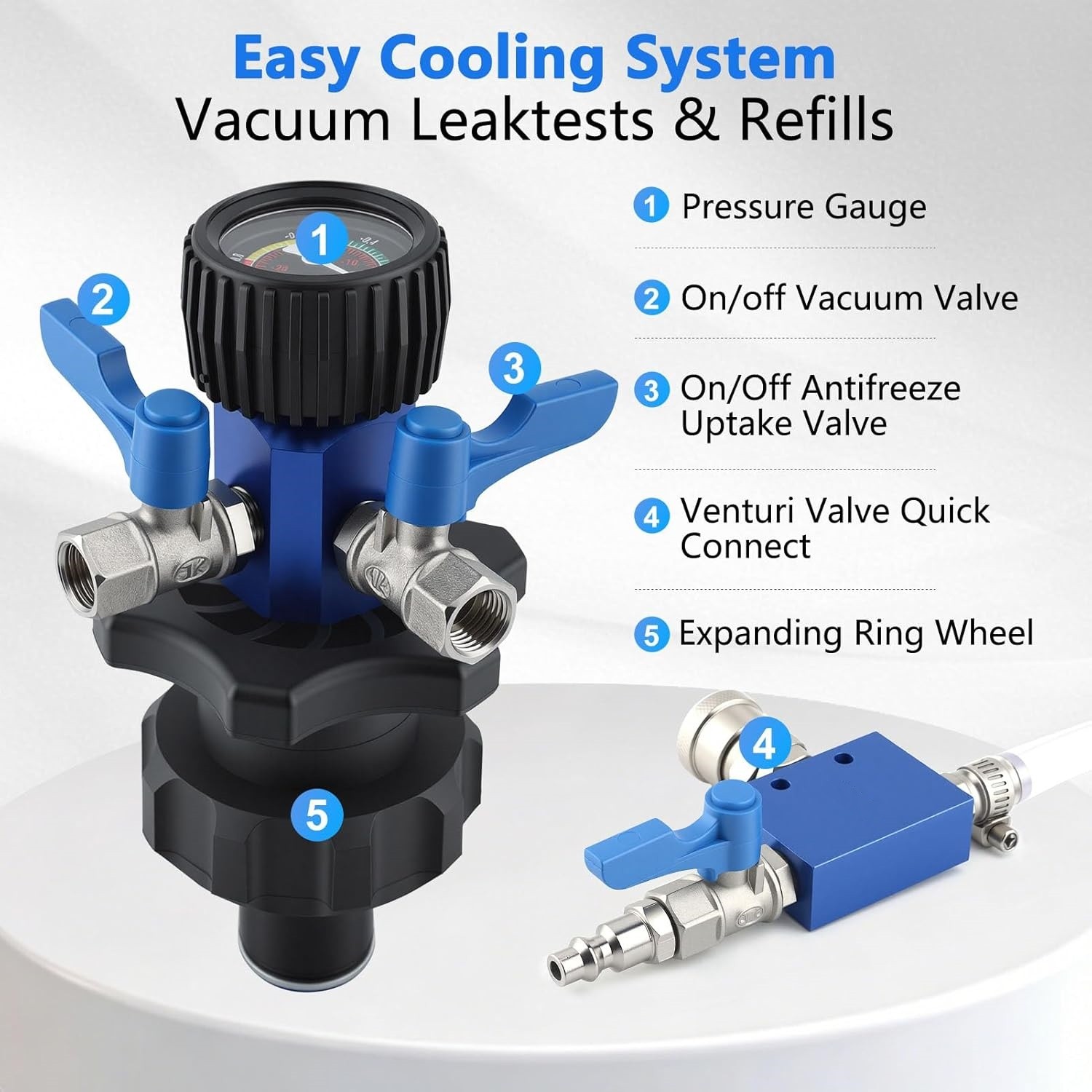 Cooling System Vacuum Fill Tool Radiator Pressure Tester Test Kit With Adapters