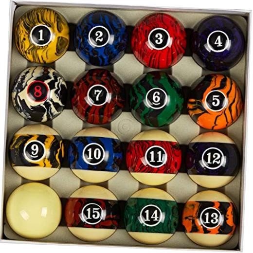 Deluxe 2-1/4" Billiard Pool Balls Marble-Swirl Black Marble With Art Number