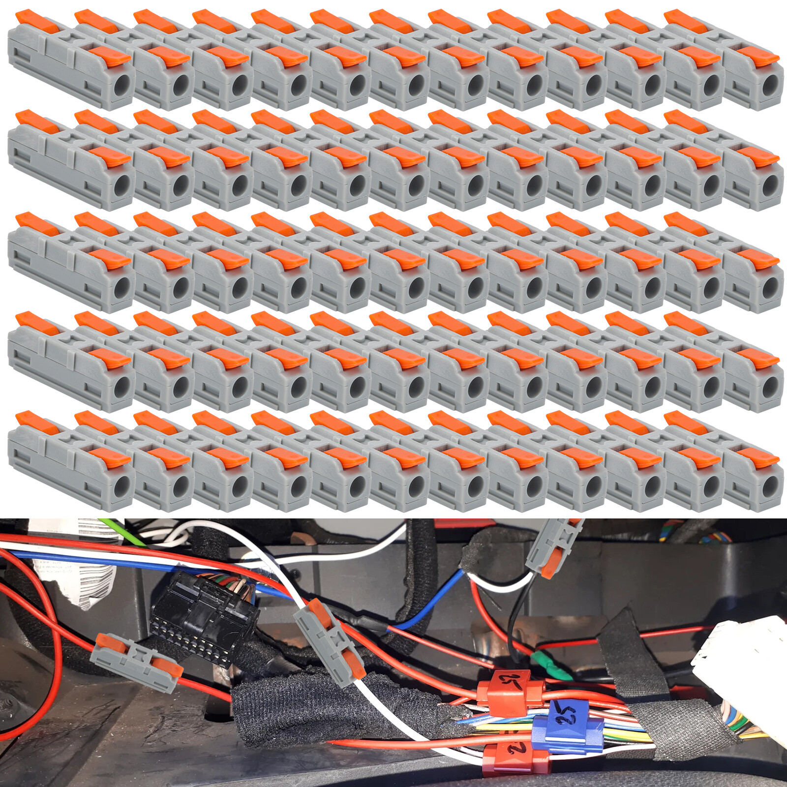 60PCS Universal Lever Wire Connectors Compact Inline Quick Splice Terminal Block