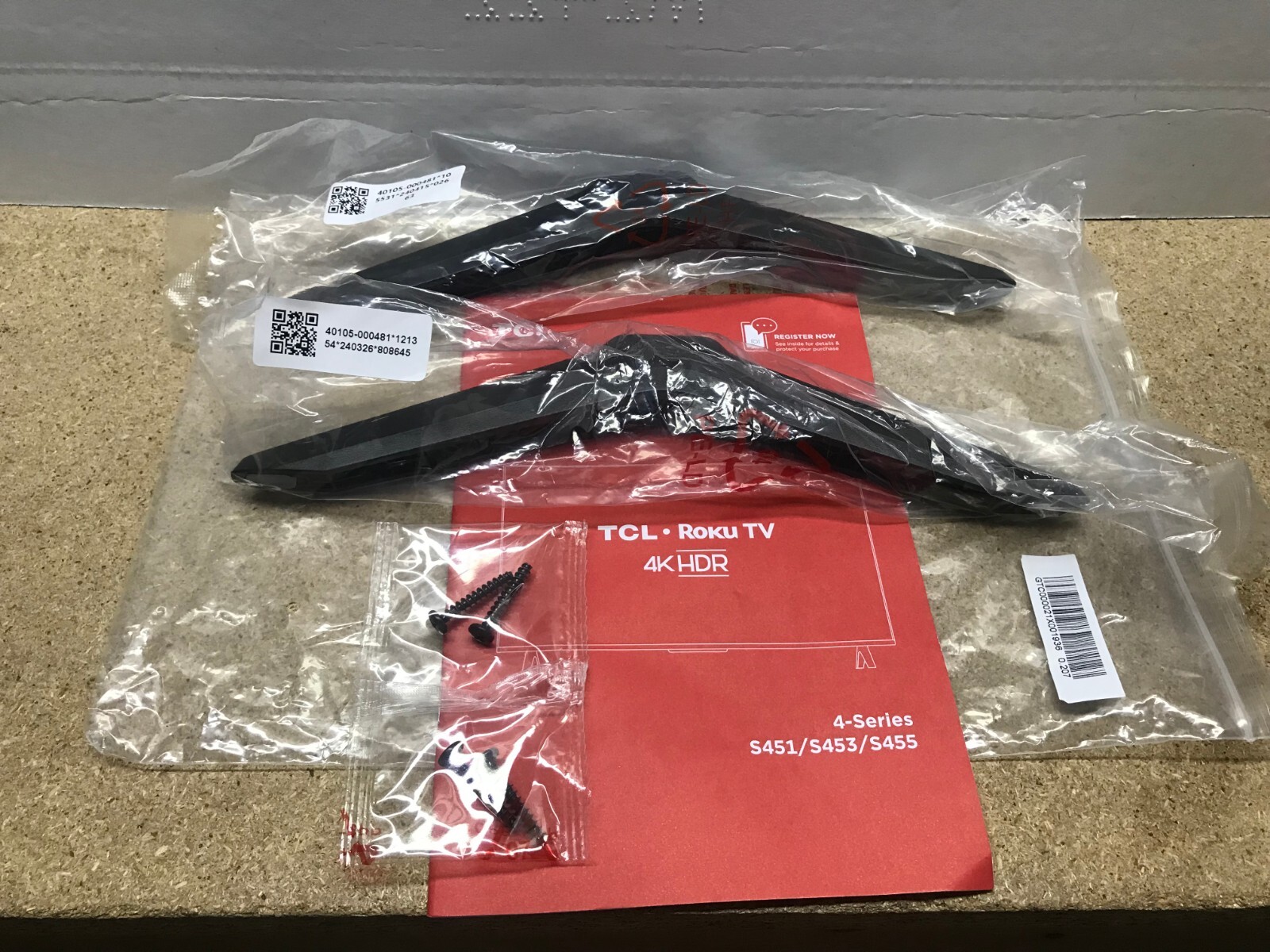 TCL 55S451, 55S453, 55S455 OEM Feet w Screws 40105-000481 / 502 ( more Models )