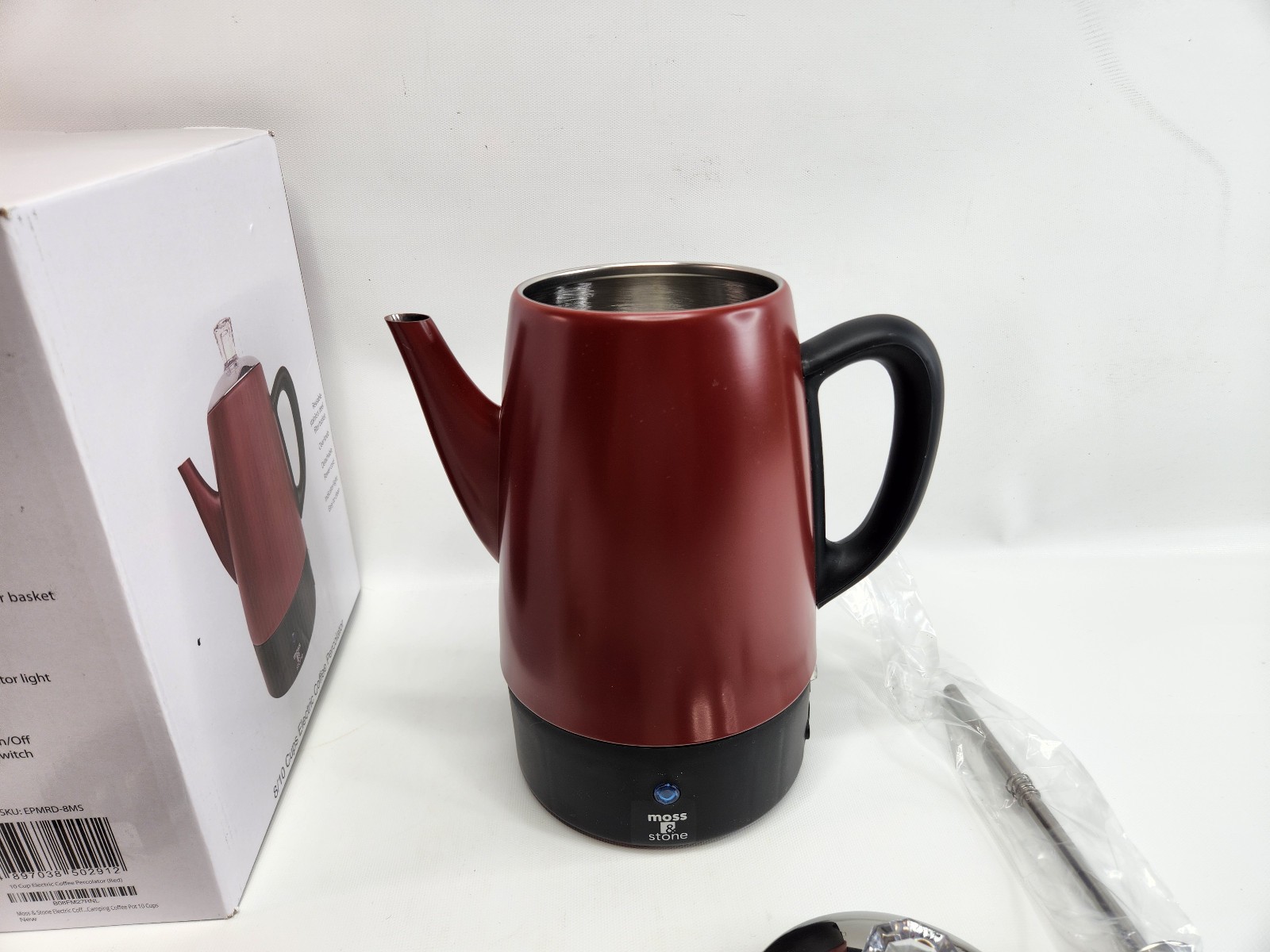 Moss & Stone Electric Coffee Percolator – Red Body Coffee Maker EPMRD-8MS