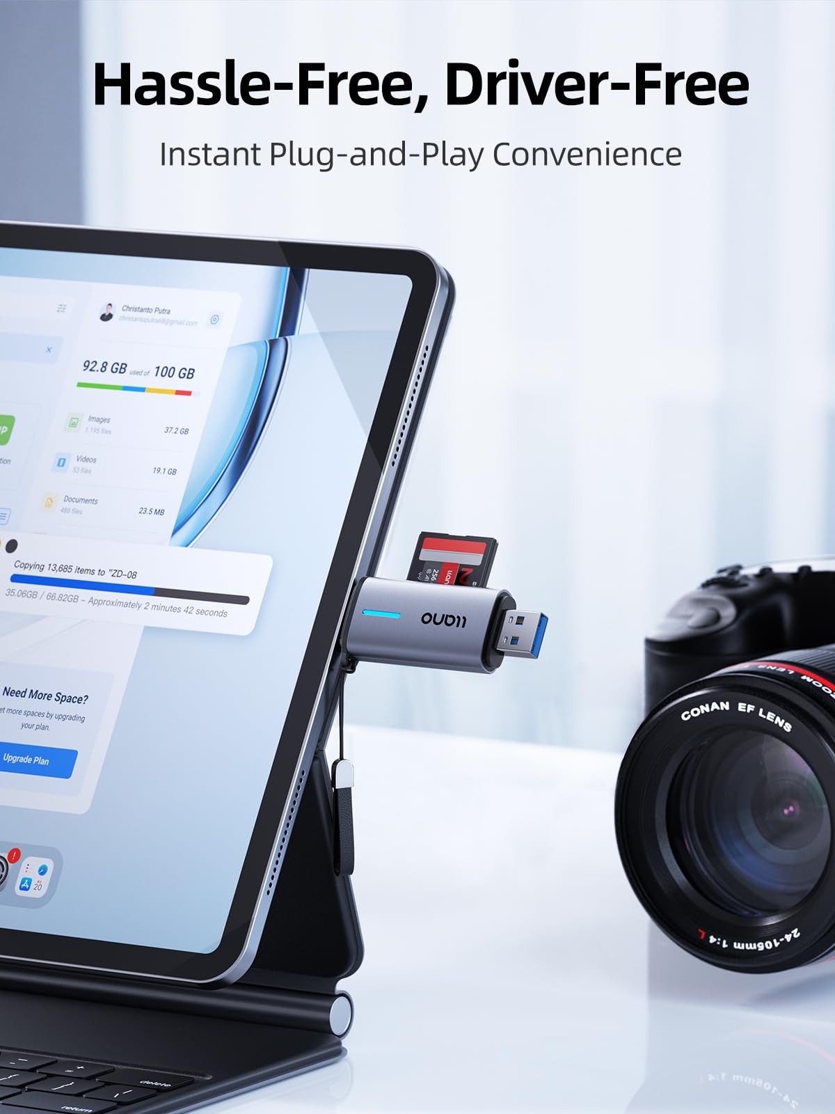 USBC and USBA 5Gbps SD MicroSD Card Reader