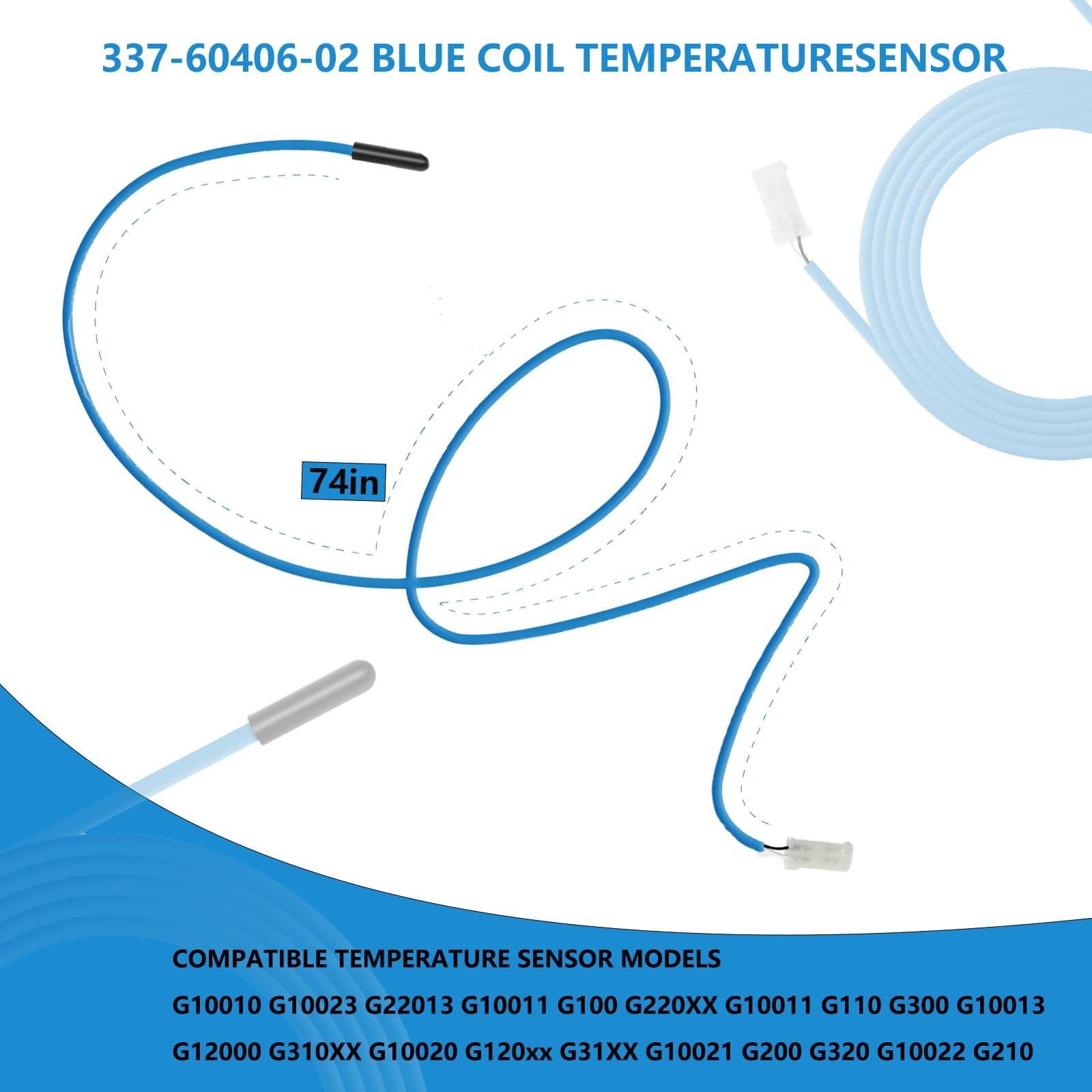 Coil Probe Temperature Sensor 74 inch Blue Cable Replacement 337-60406-02