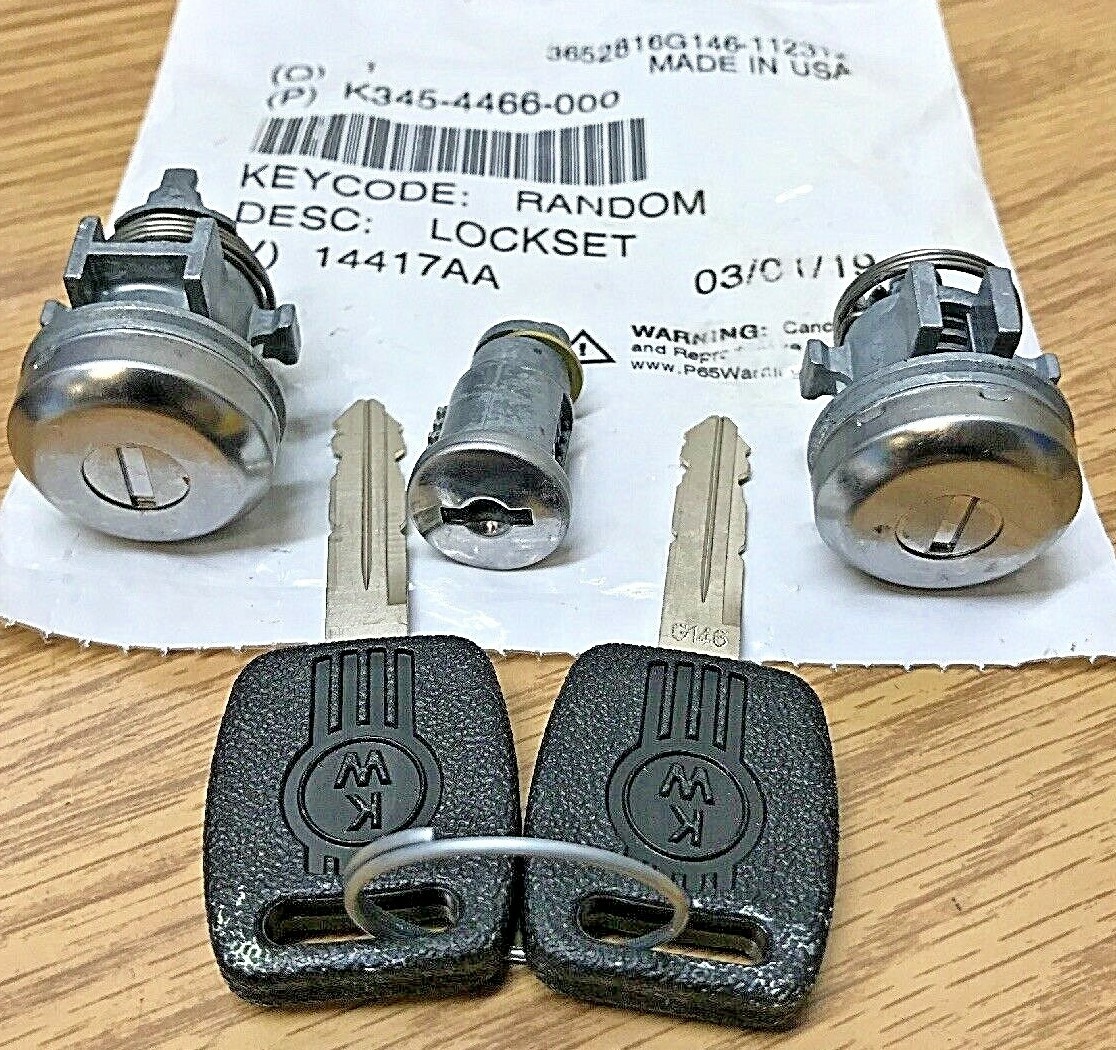 NEW SET of KENWORTH KEYED ALIKE IGNITION and DOOR LOCKS LOCKSET w/ 2 LARGE KEYS