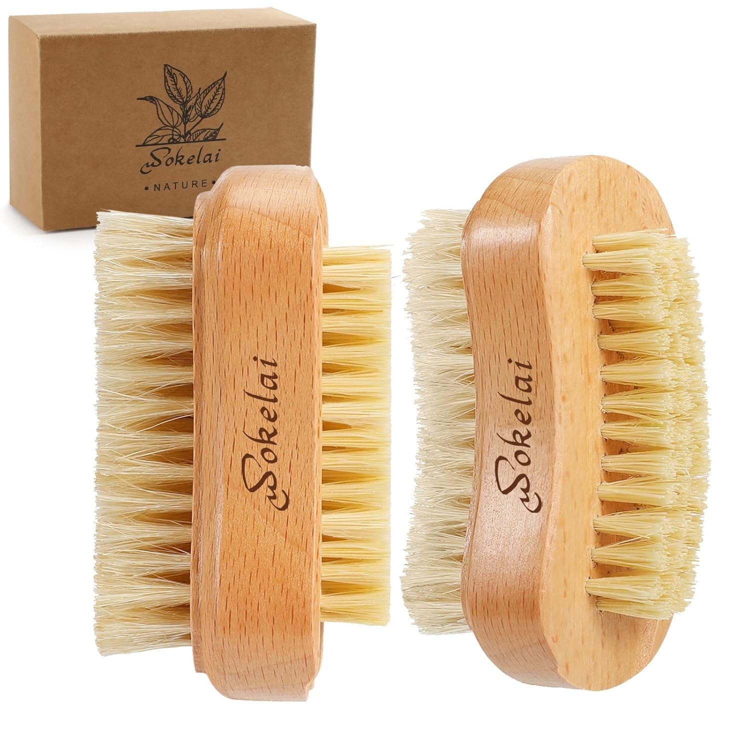 2PCS Wooden Nail Brush for Fingernail & Toenail Cleaning Hand Foot Scrub Brush
