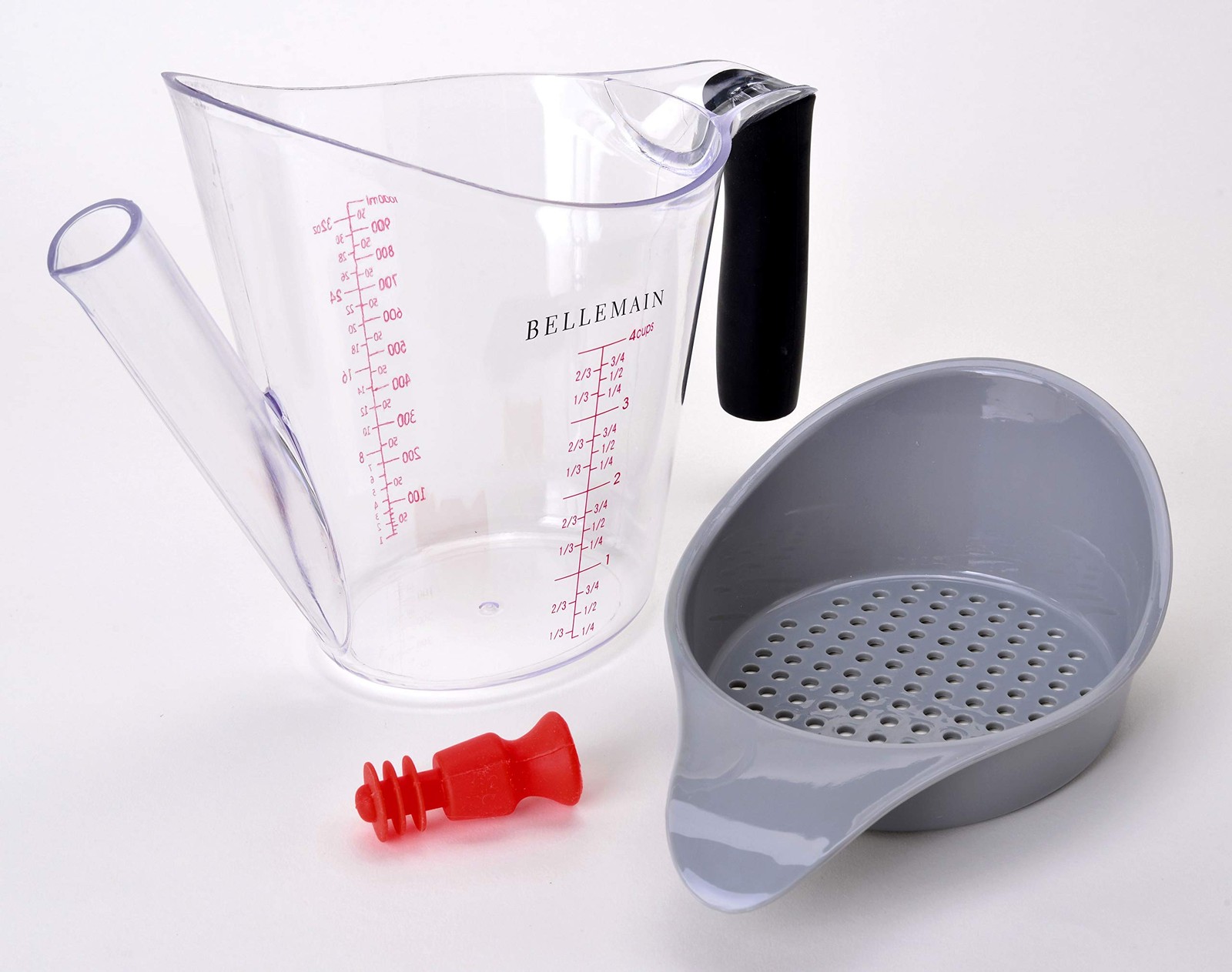 Bellemain 4-Cup Fat Separator / Measuring Cup with Strainer & Fat Stopper / 1